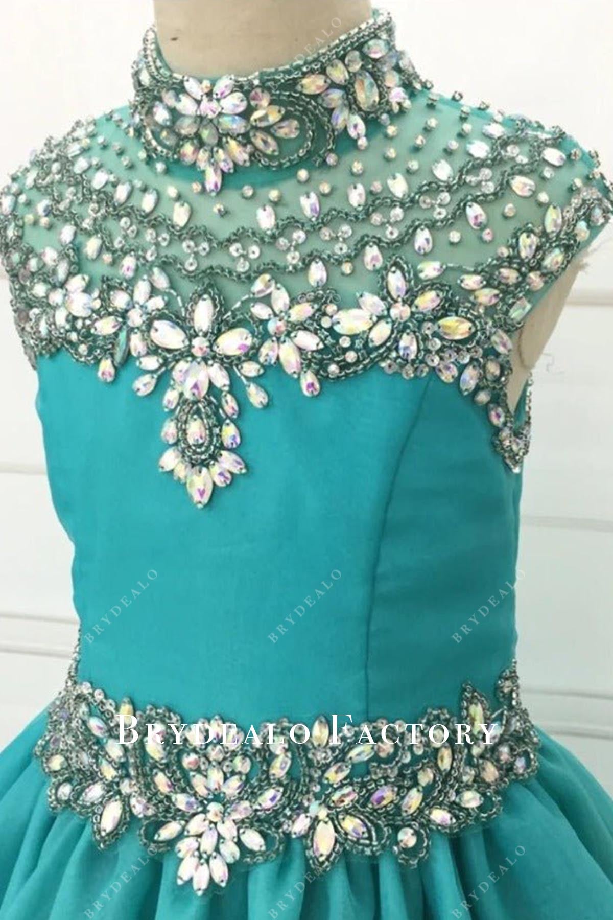 crystals cap sleeves pageant dress