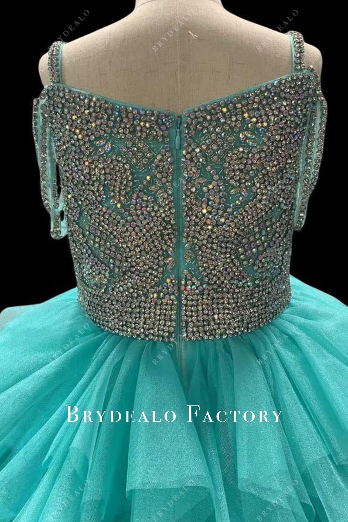 crystals cold shoulder sleeves pageant dress