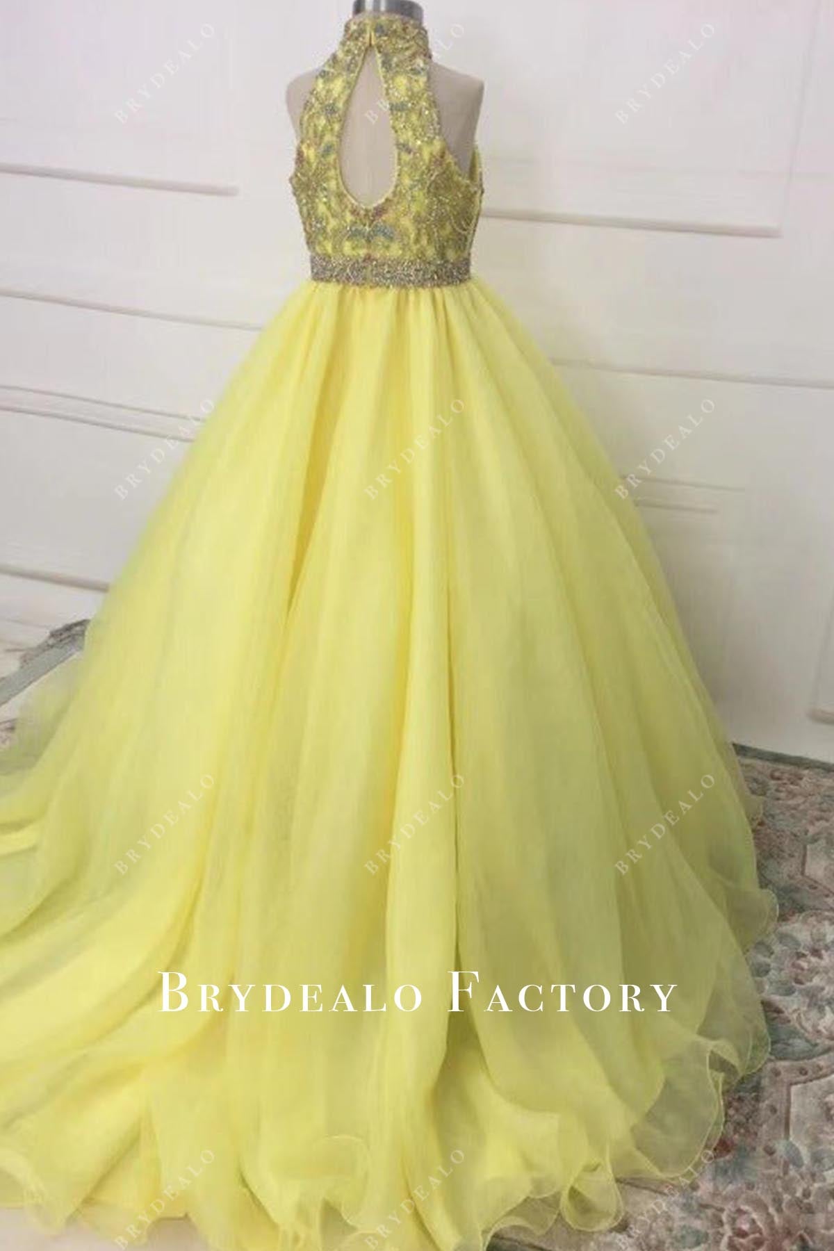 crystals daffodil court train pageant dress