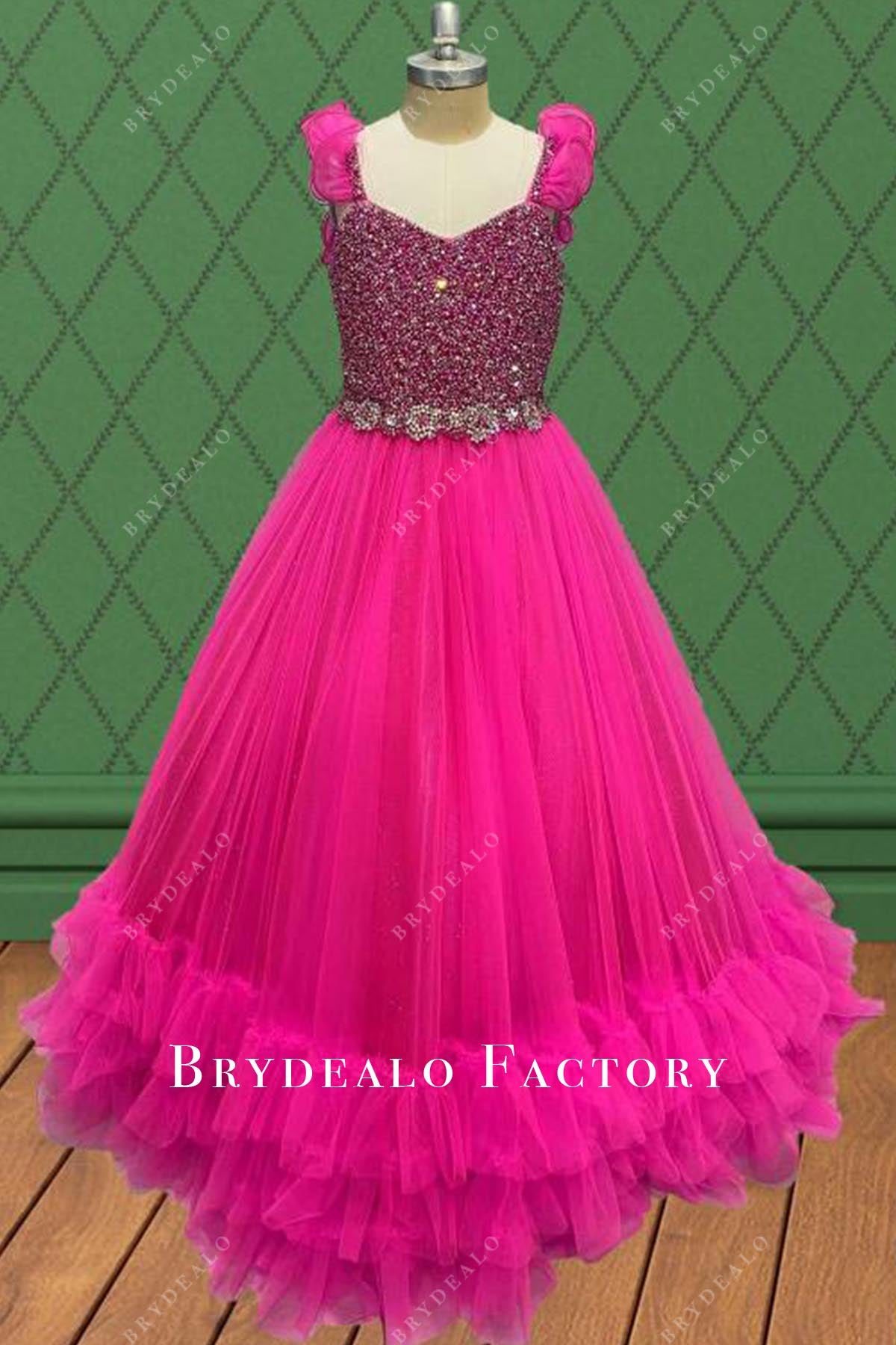 crystals fuchsia a line pageant dress
