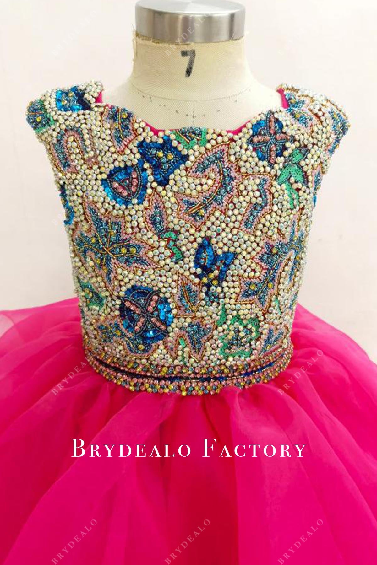 crystals fuchsia pageant dress