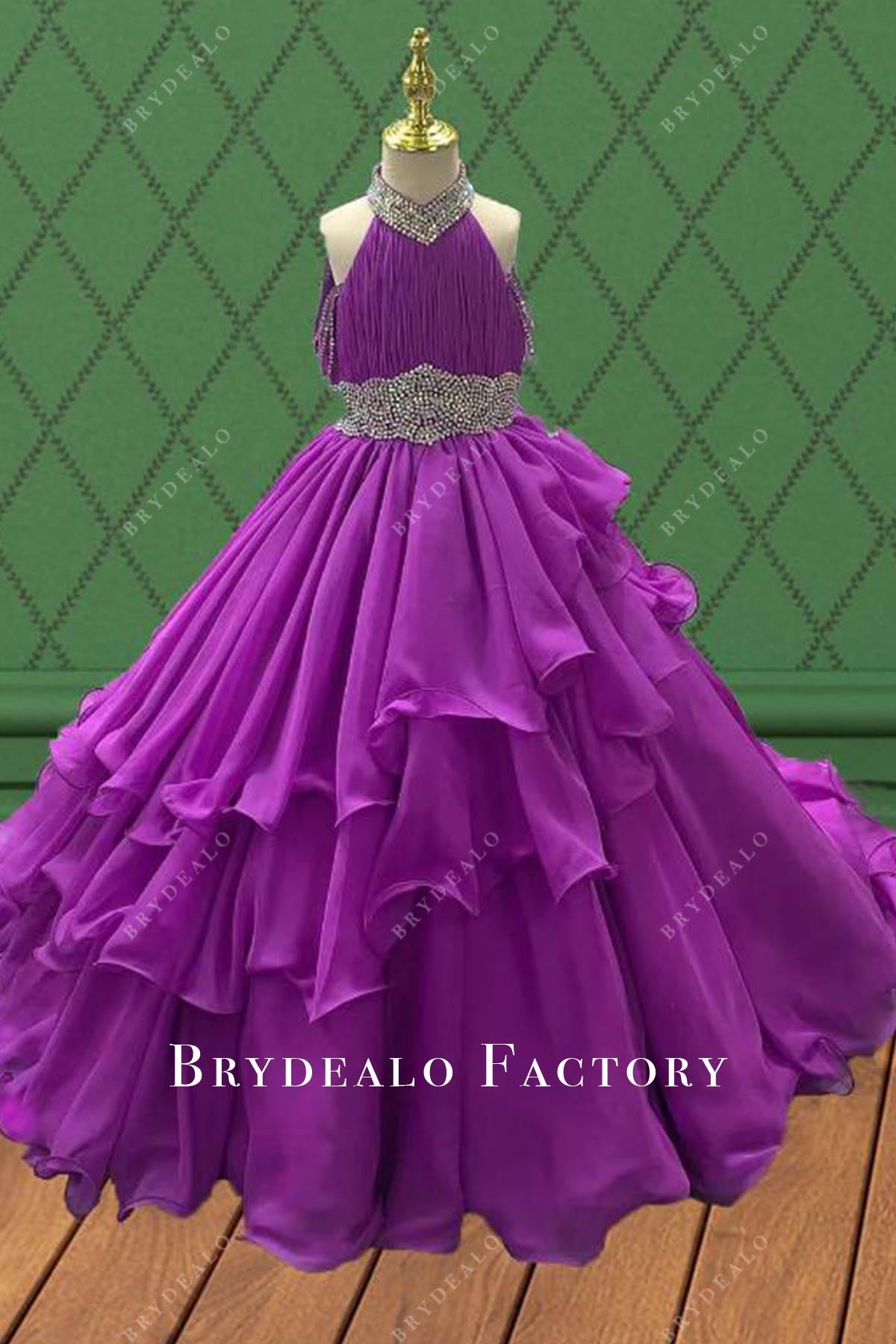 crystals halter orchid pageant dress