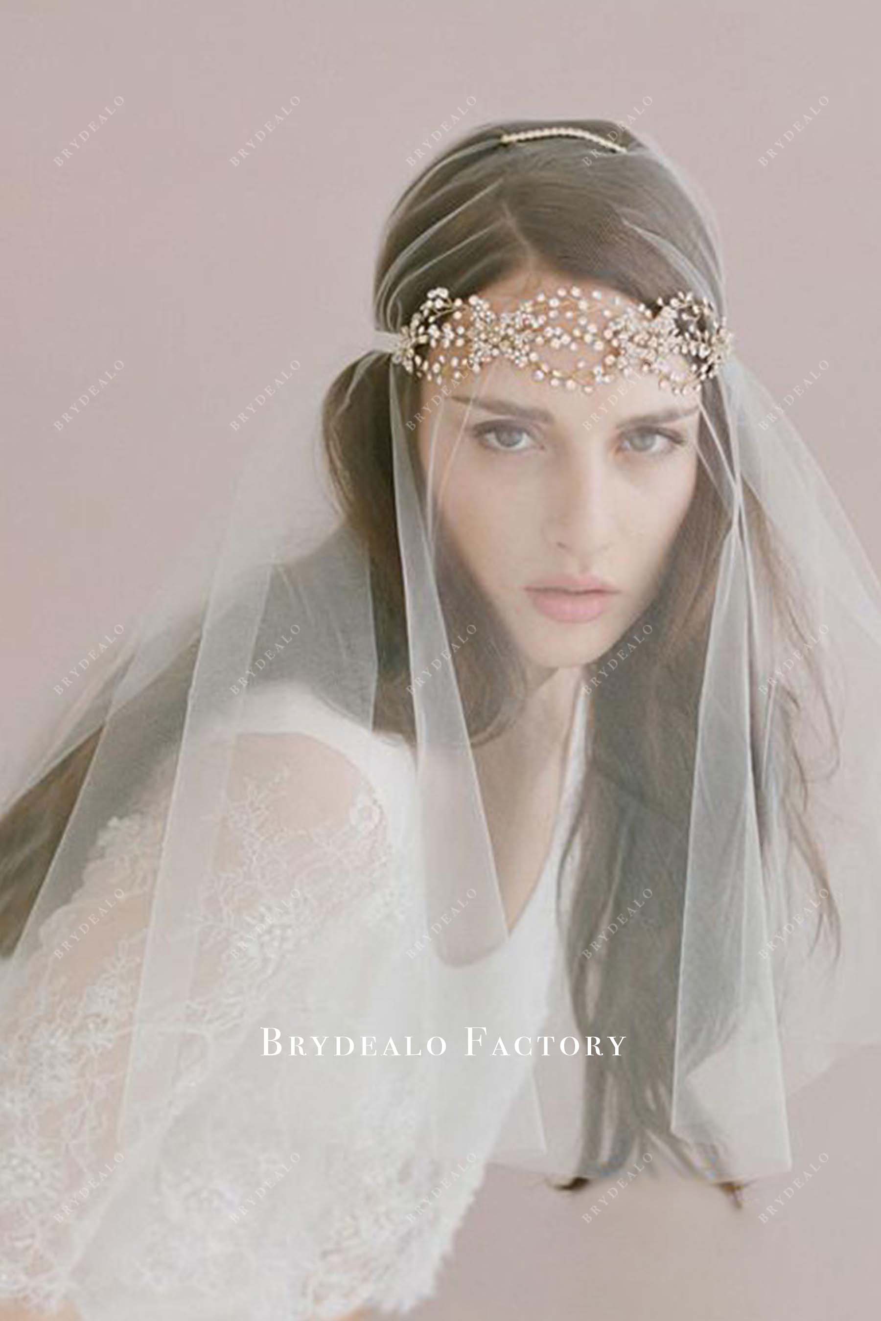 crystals headpiece bridal veil