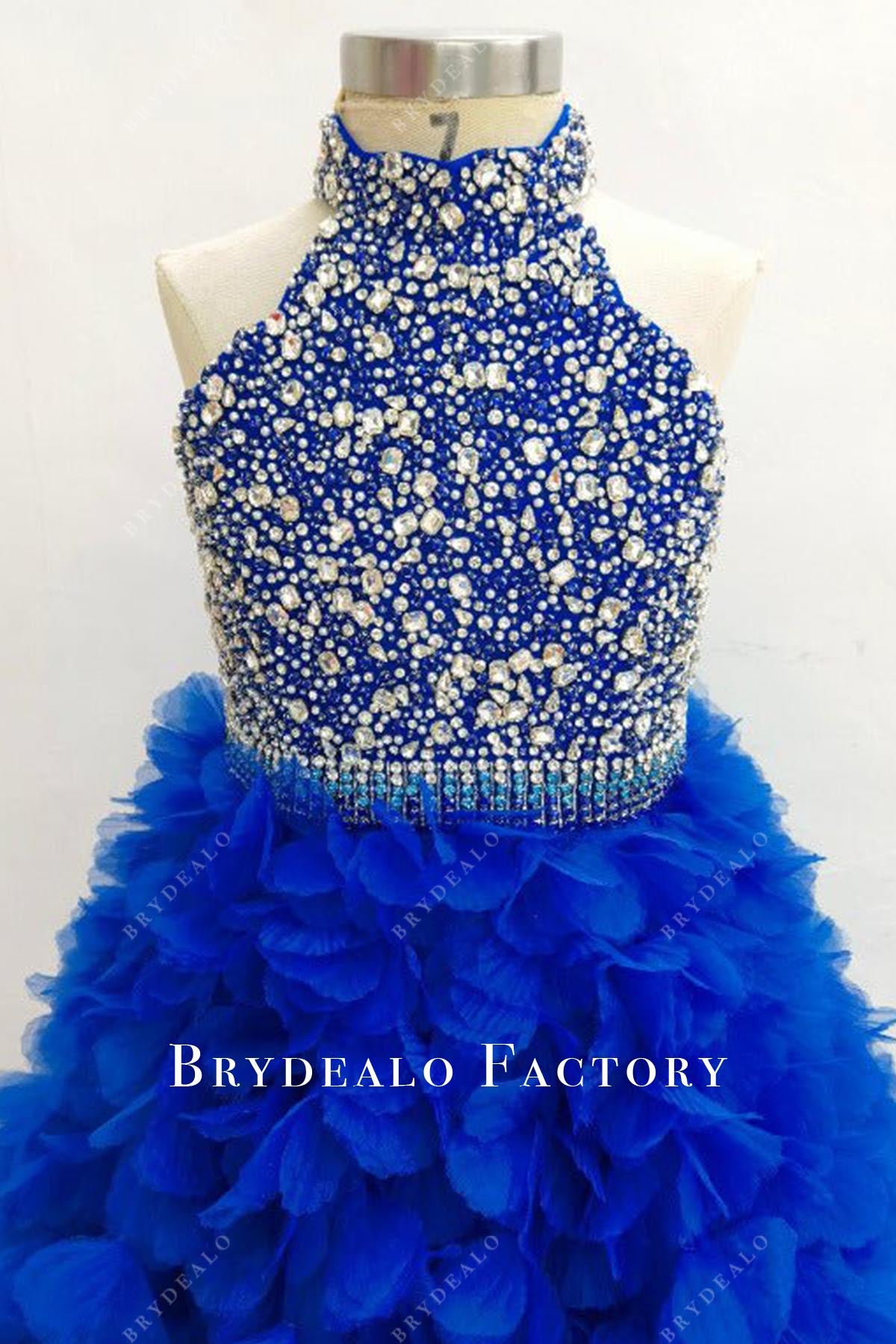 crystals high neck pageant dress