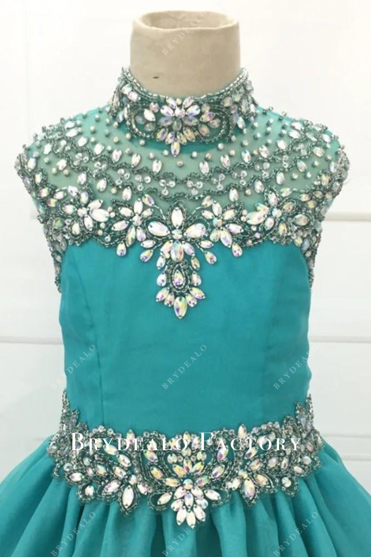 crystals high neck pageant dress