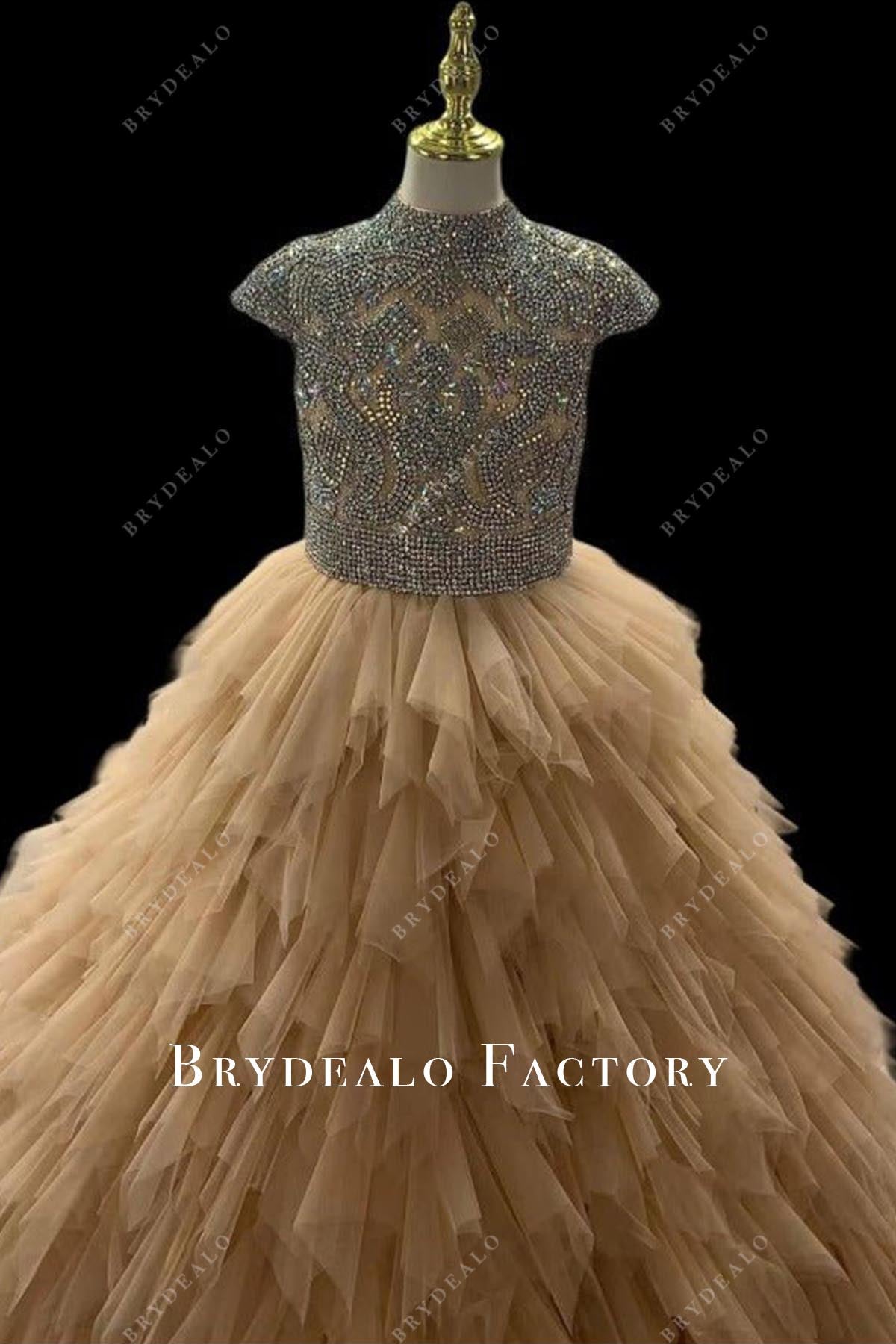 crystals high neck pageant dress
