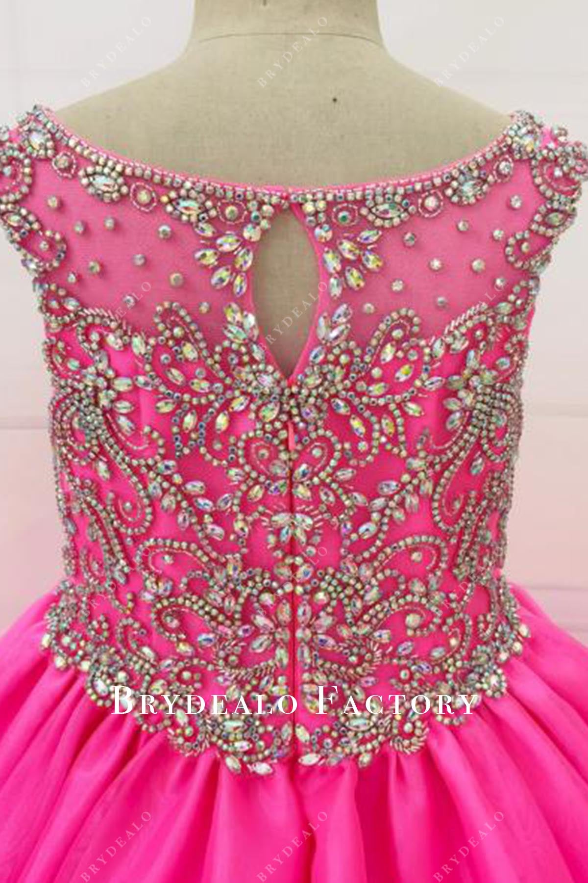 crystals hot pink pageant dress