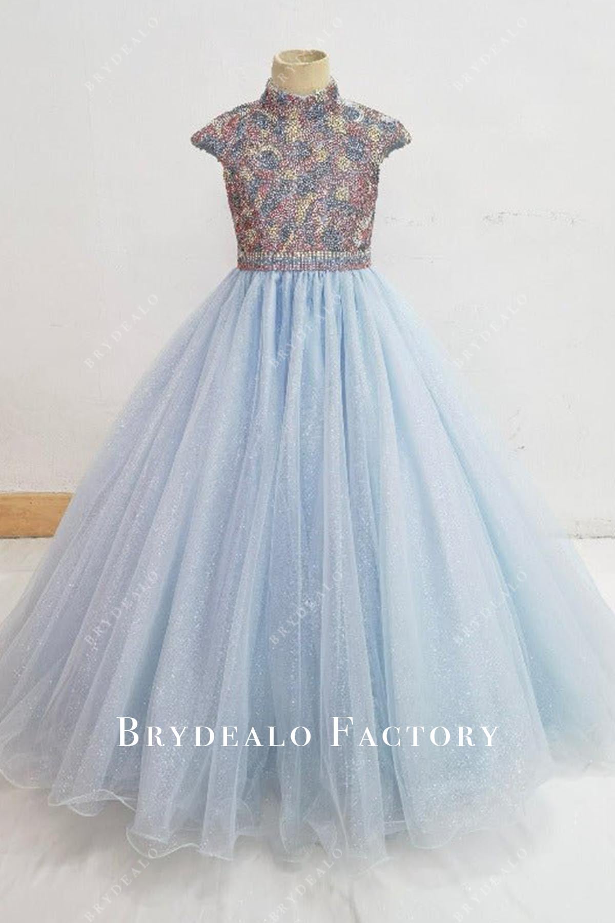 crystals ice blue pageant dress