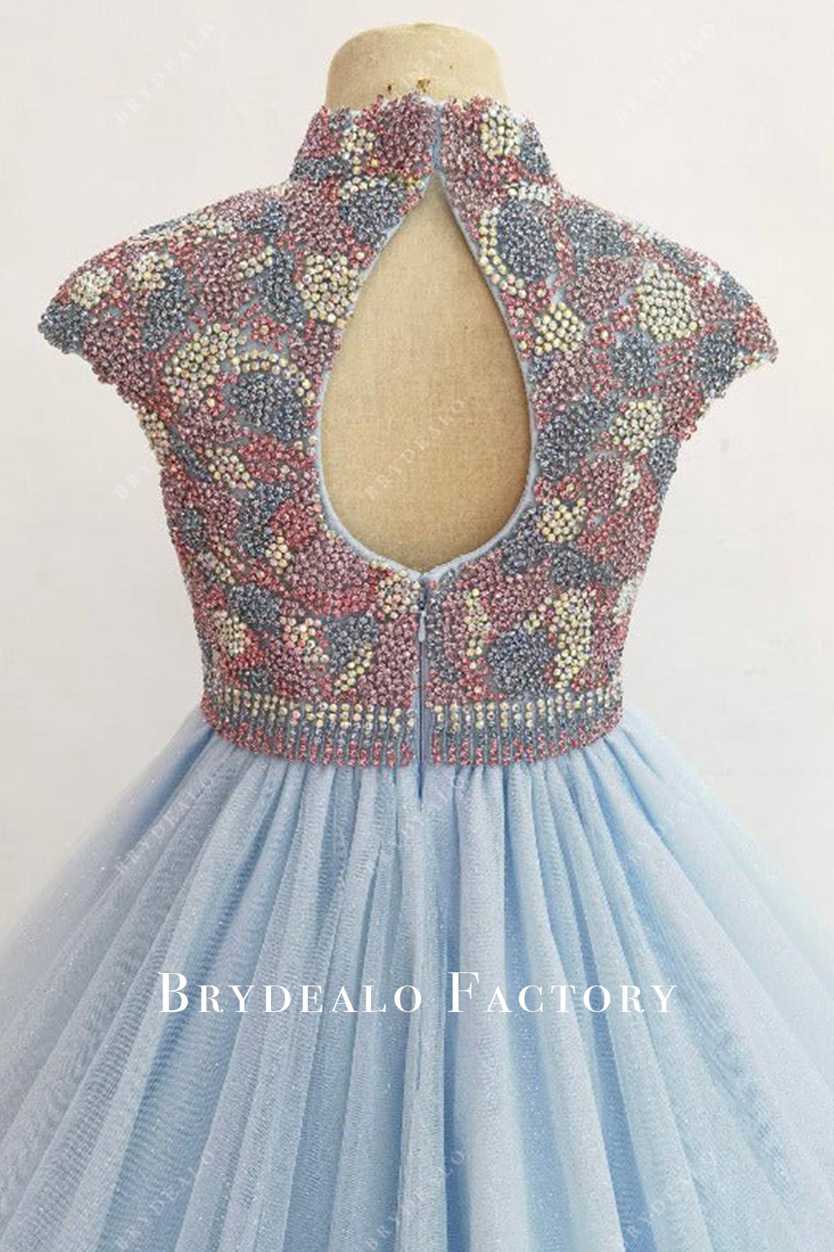 crystals keyhole back pageant dress