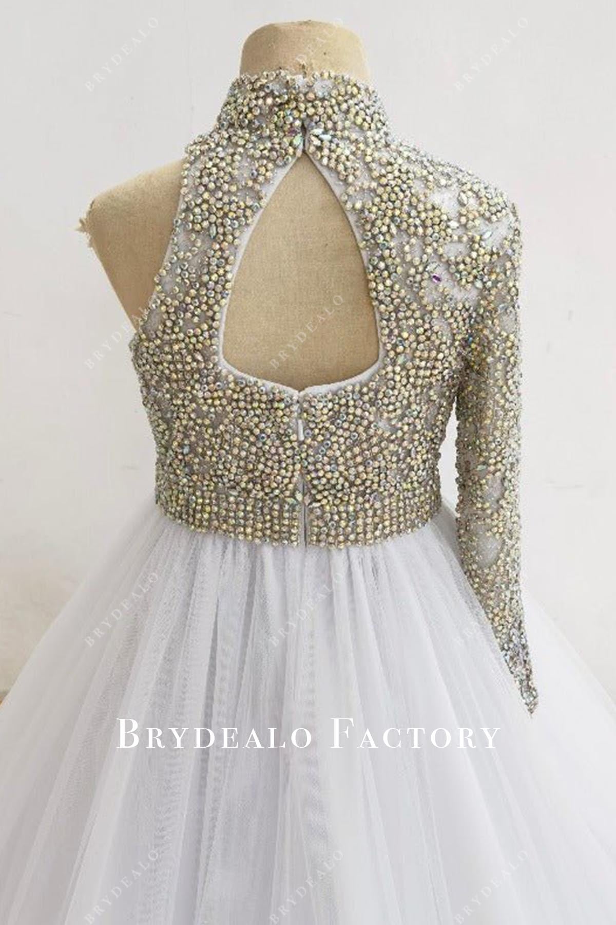 crystals keyhole back pageant dress