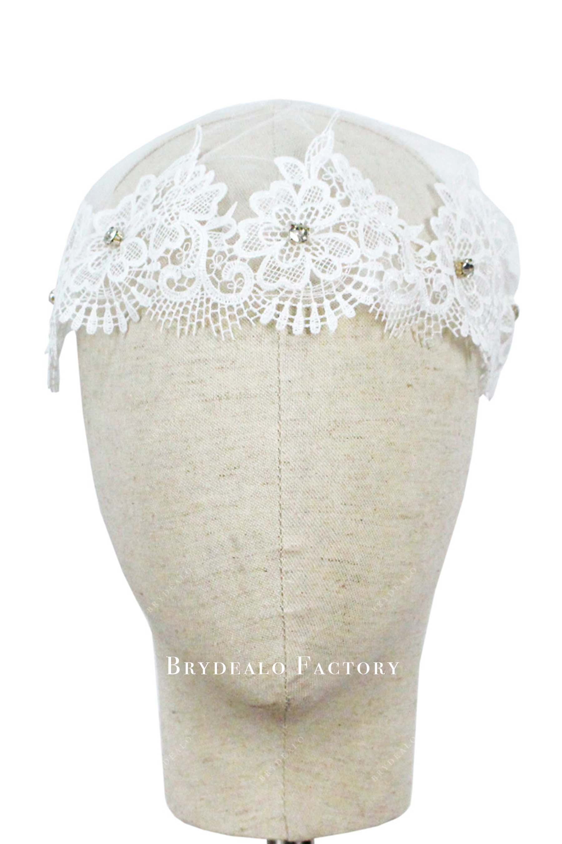 crystals lace edge bridal veil