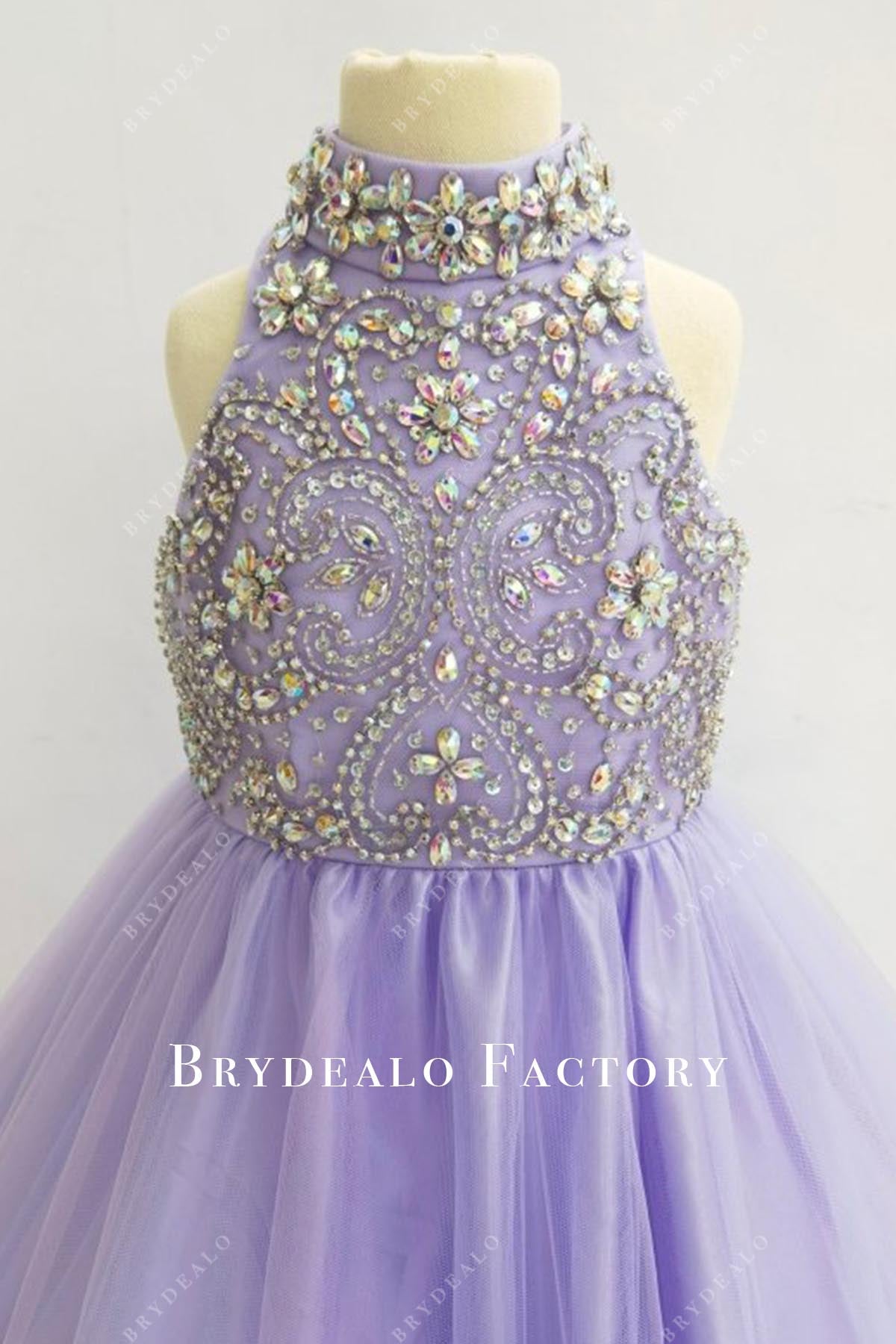 crystals lilac halter pageant dress