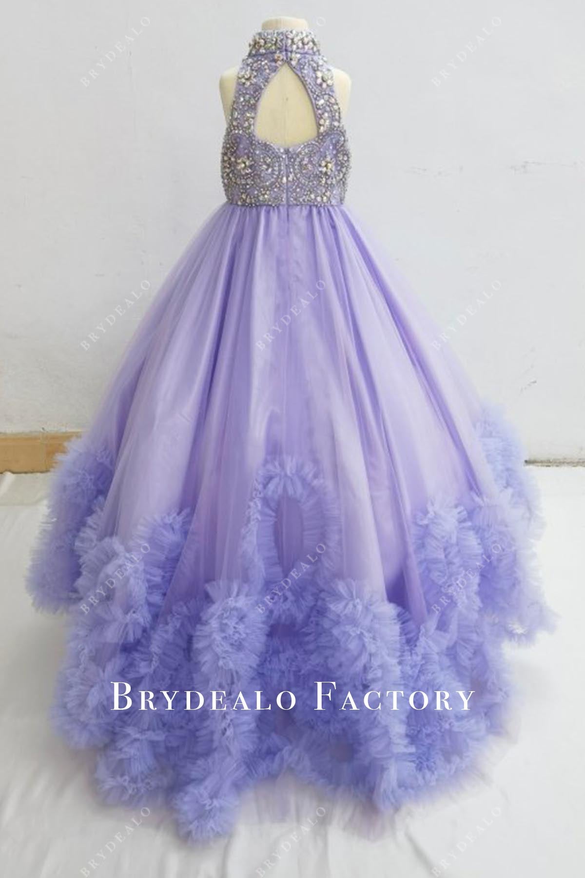 crystals lilac keyhole back pageant dress