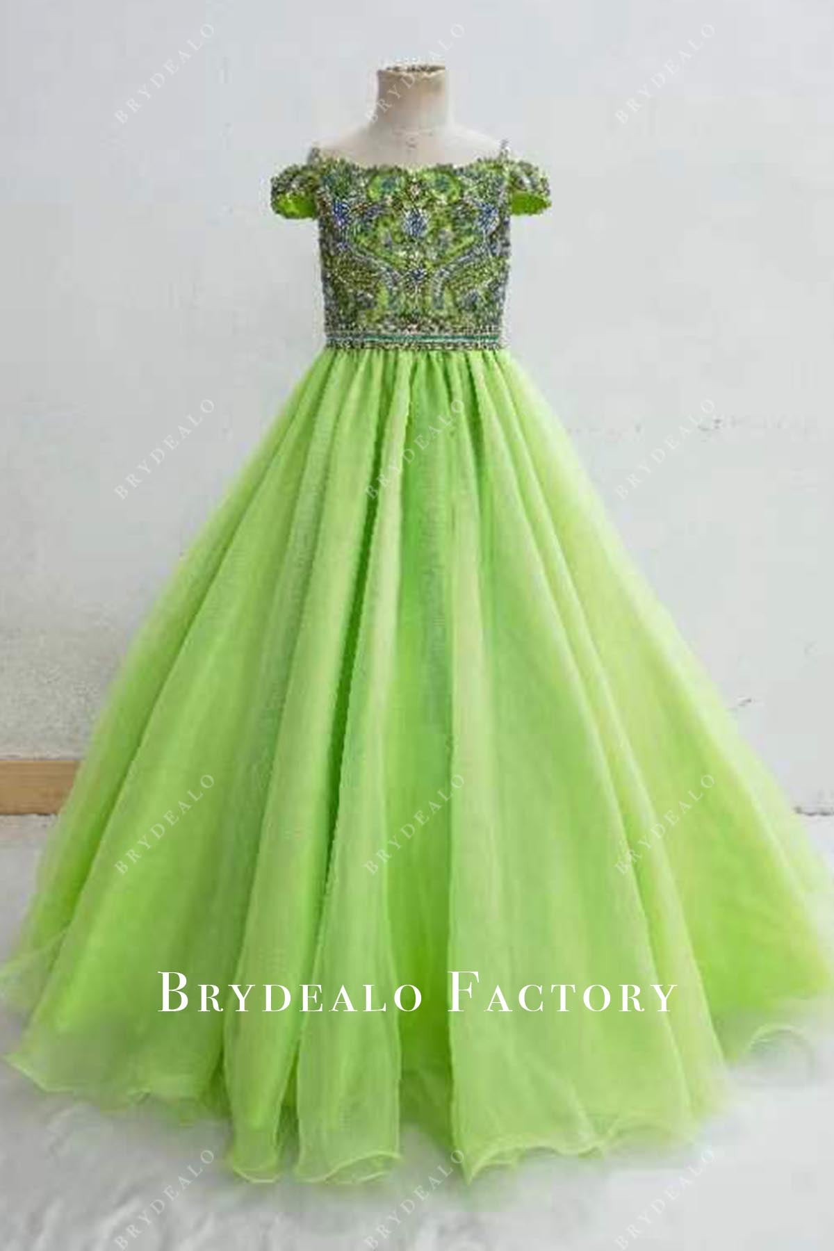 crystals lime green pageant dress