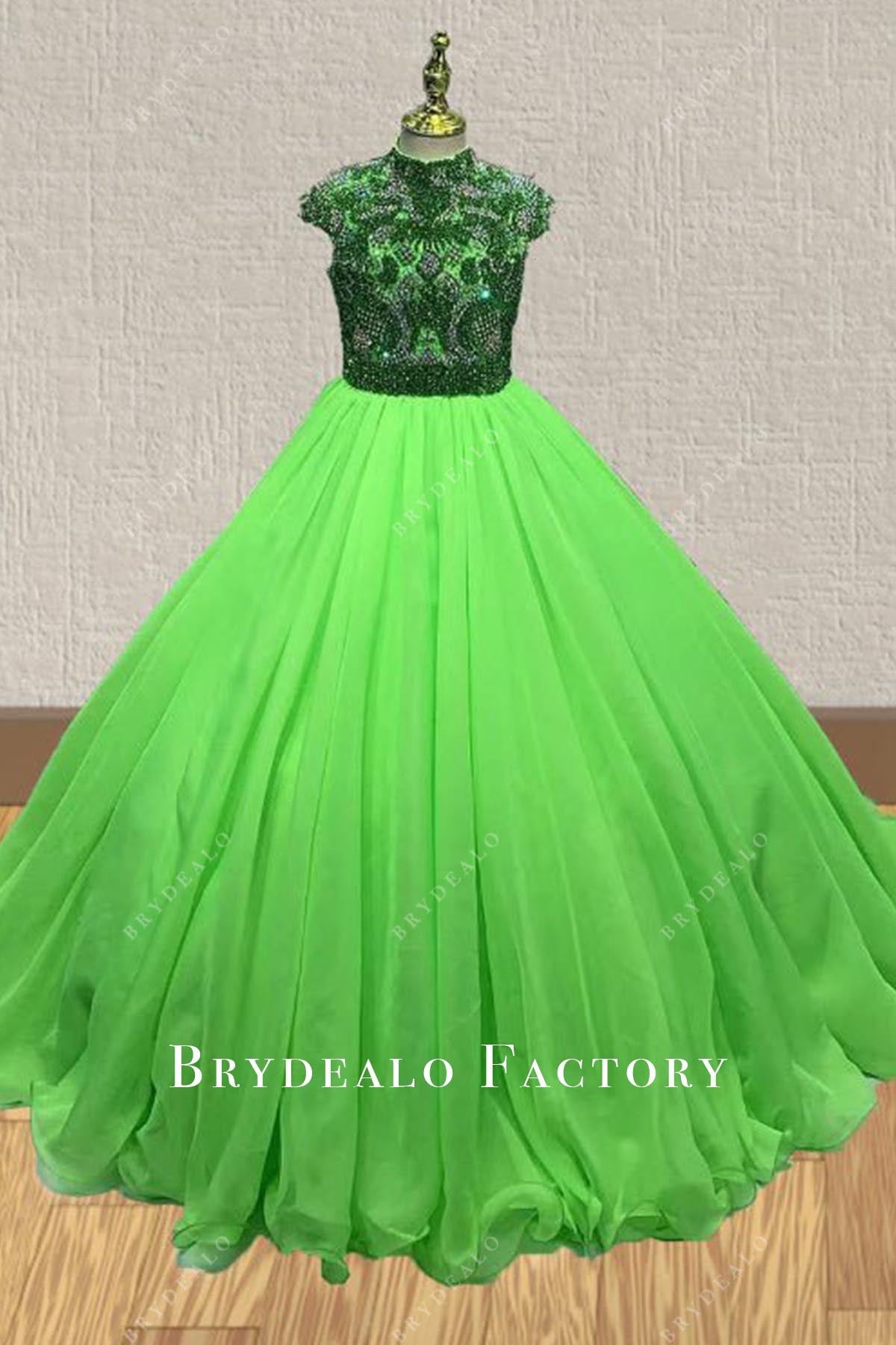 Crystals Lime Green A-Line Miss Teen Pageant Dress Crystals Lime Green A-Line Miss Teen Pageant Dress