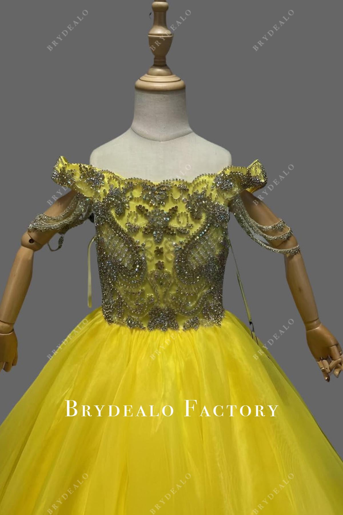 crystals off shoulder pageant dress