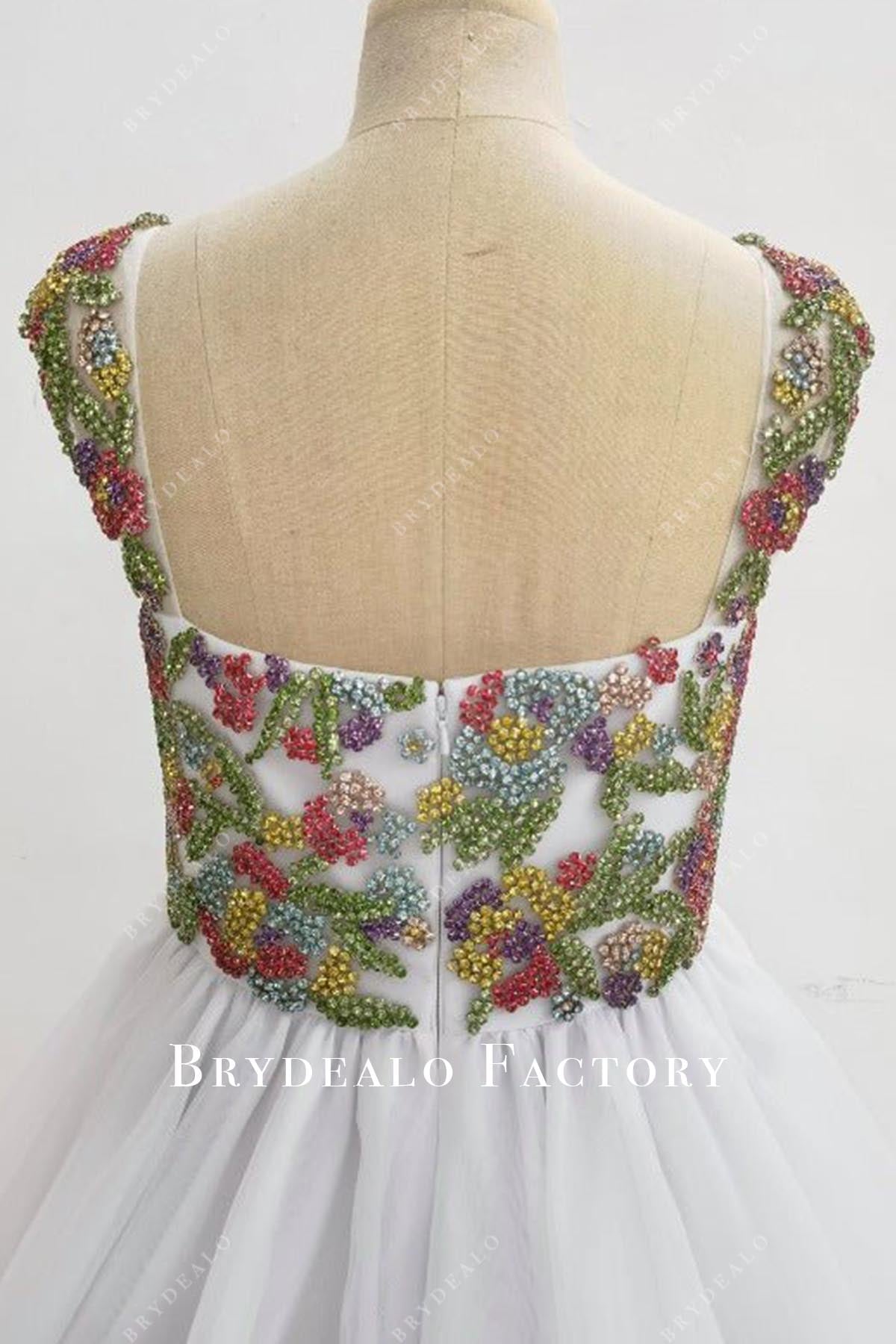 crystals open back pageant dress