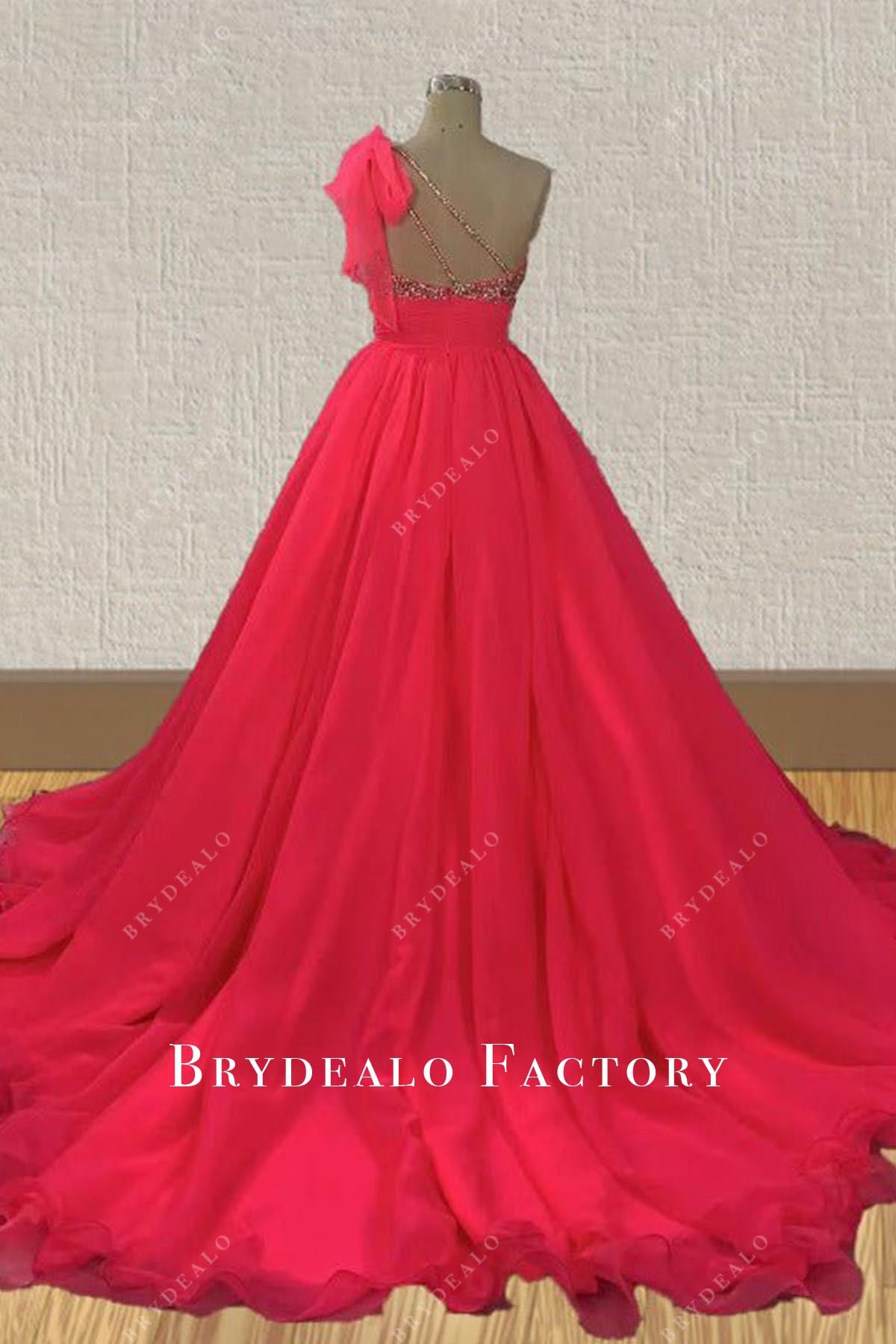 crystals red a line pageant dress