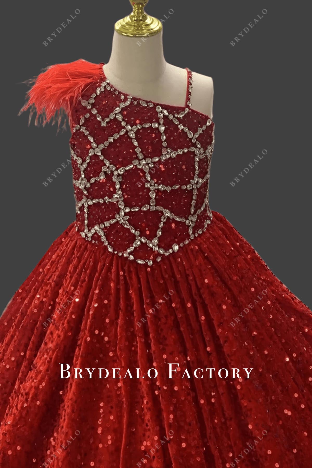 crystals red pageant dress