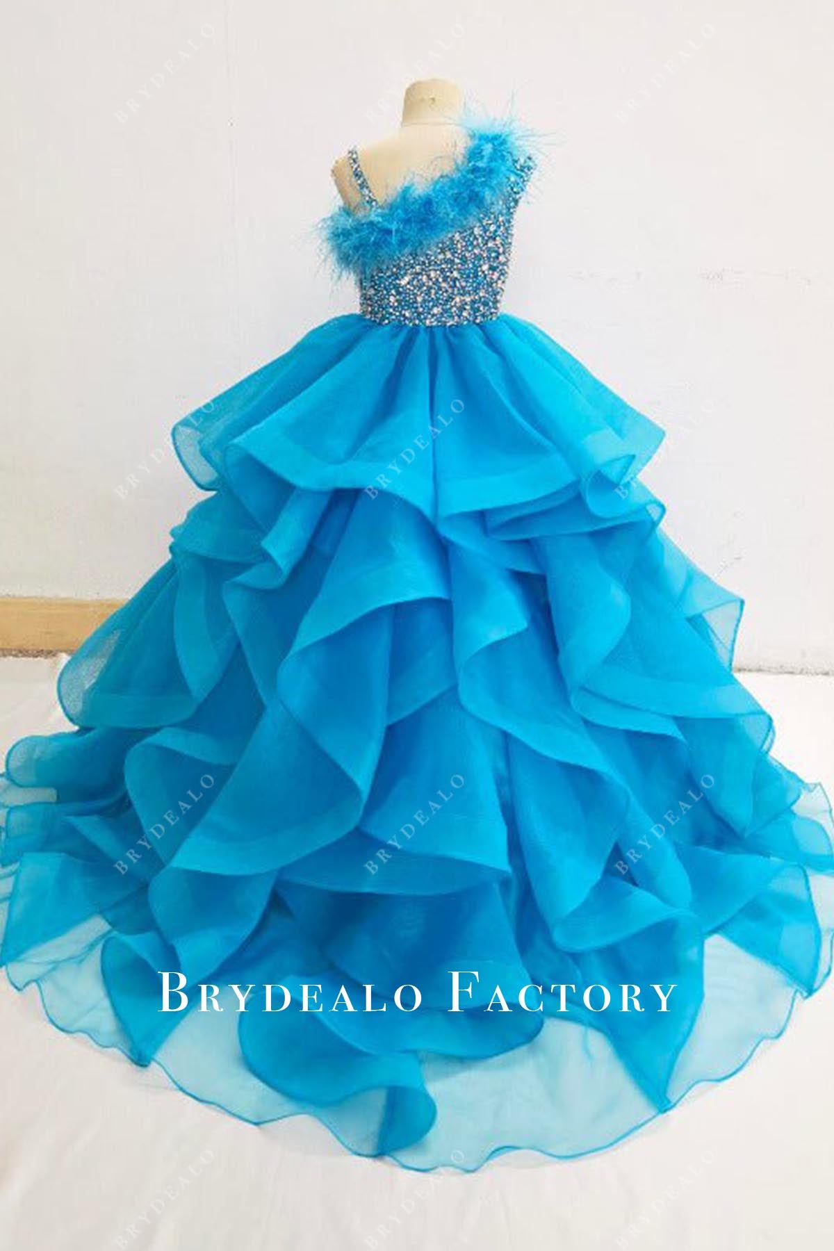 crystals ruffled a line pageant dress