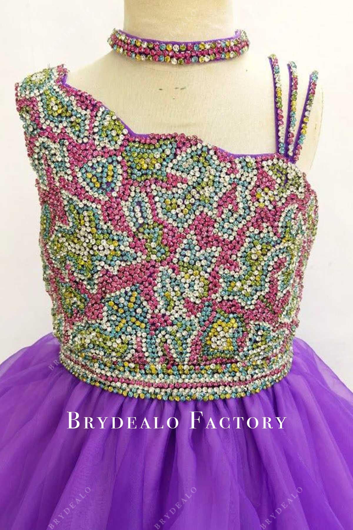 crystals sleeveless pageant dress