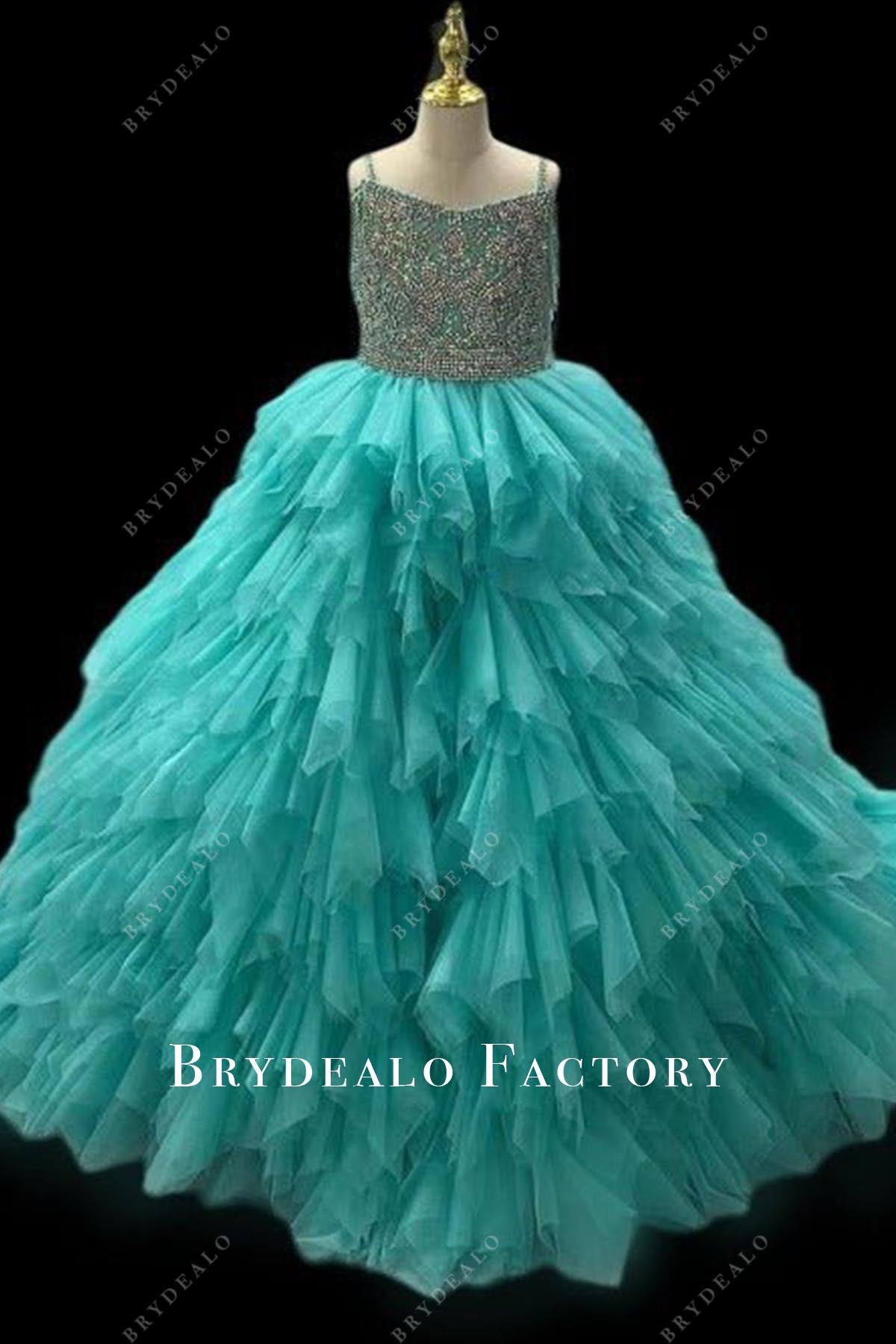 crystals spa ruffled pageant dress