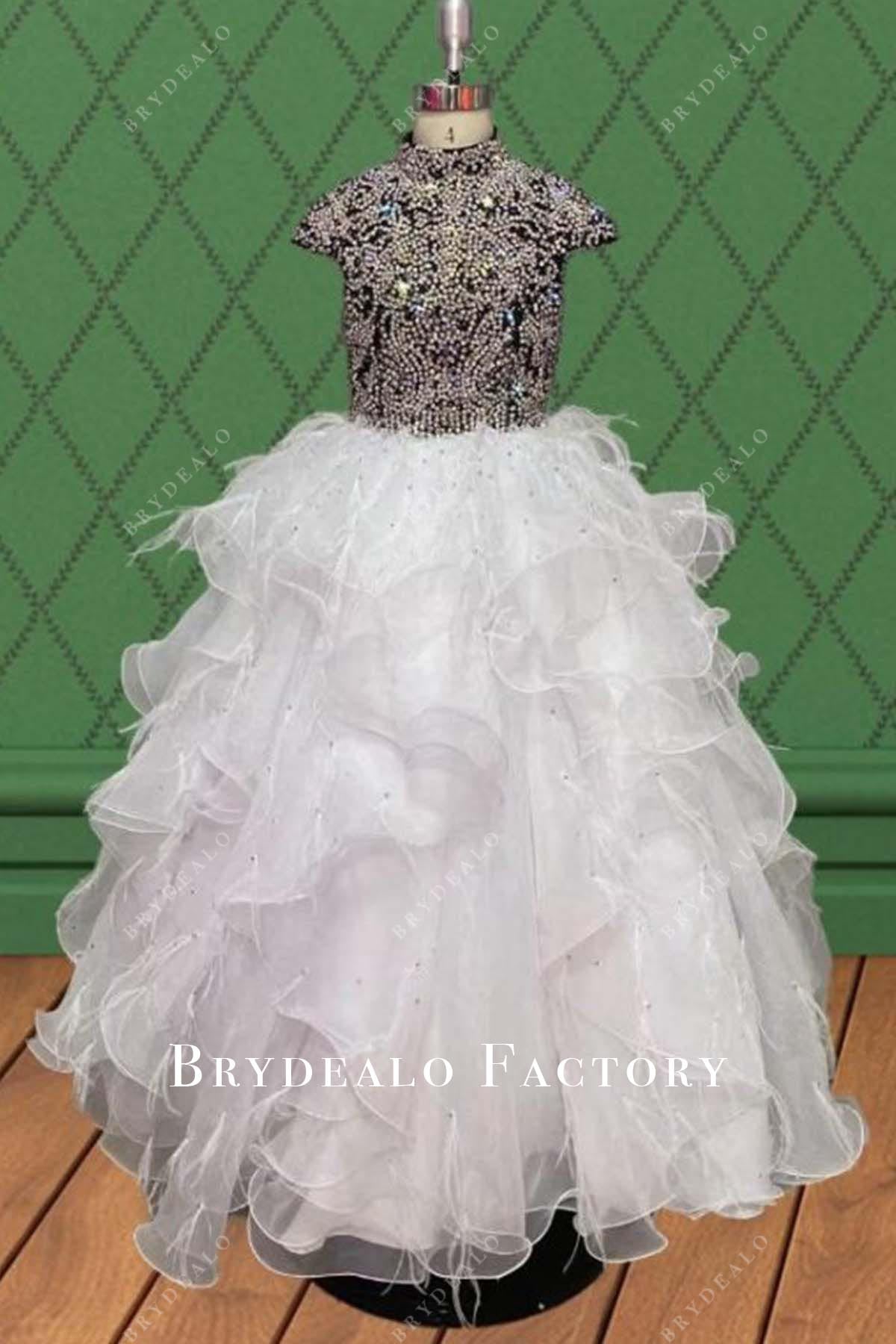 crystals two tone ruffled pageant dress
