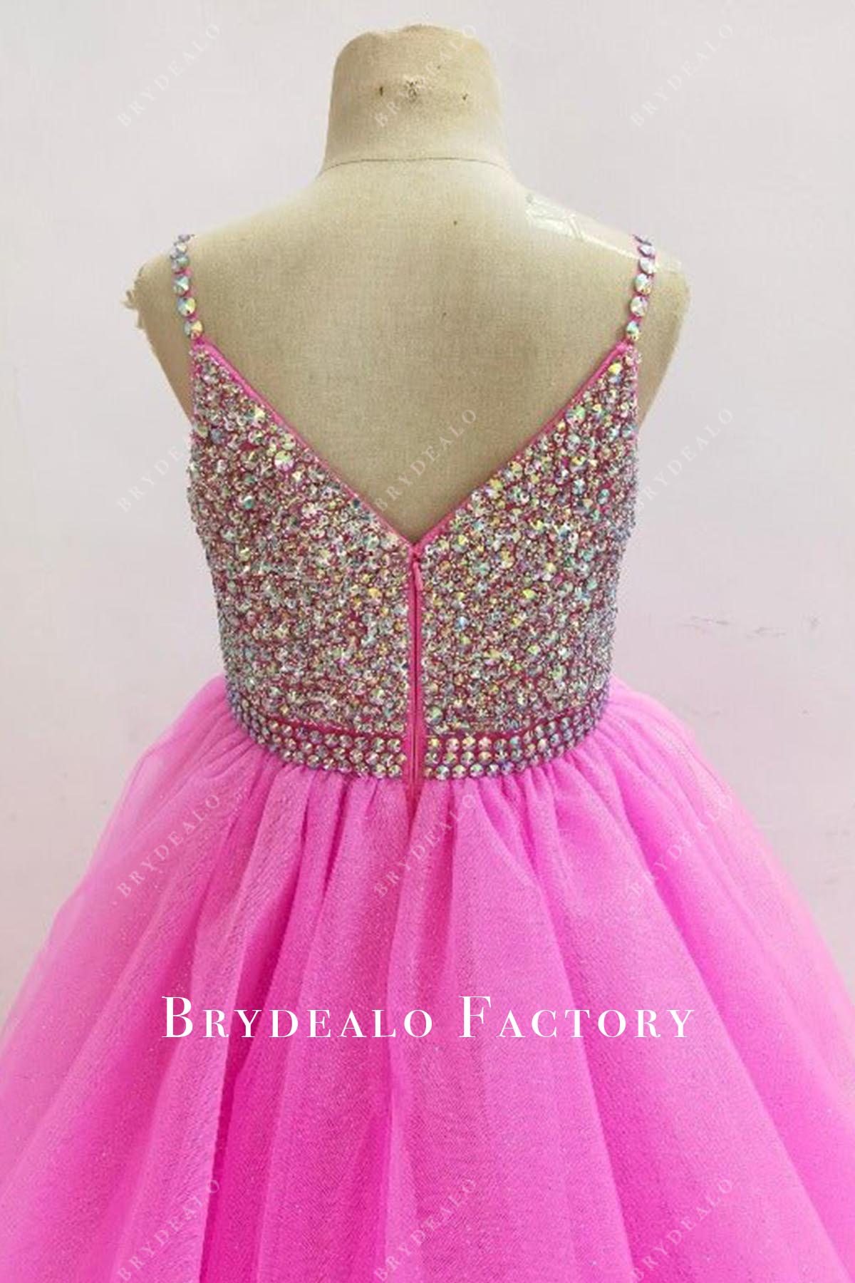 crystals v back pageant dress