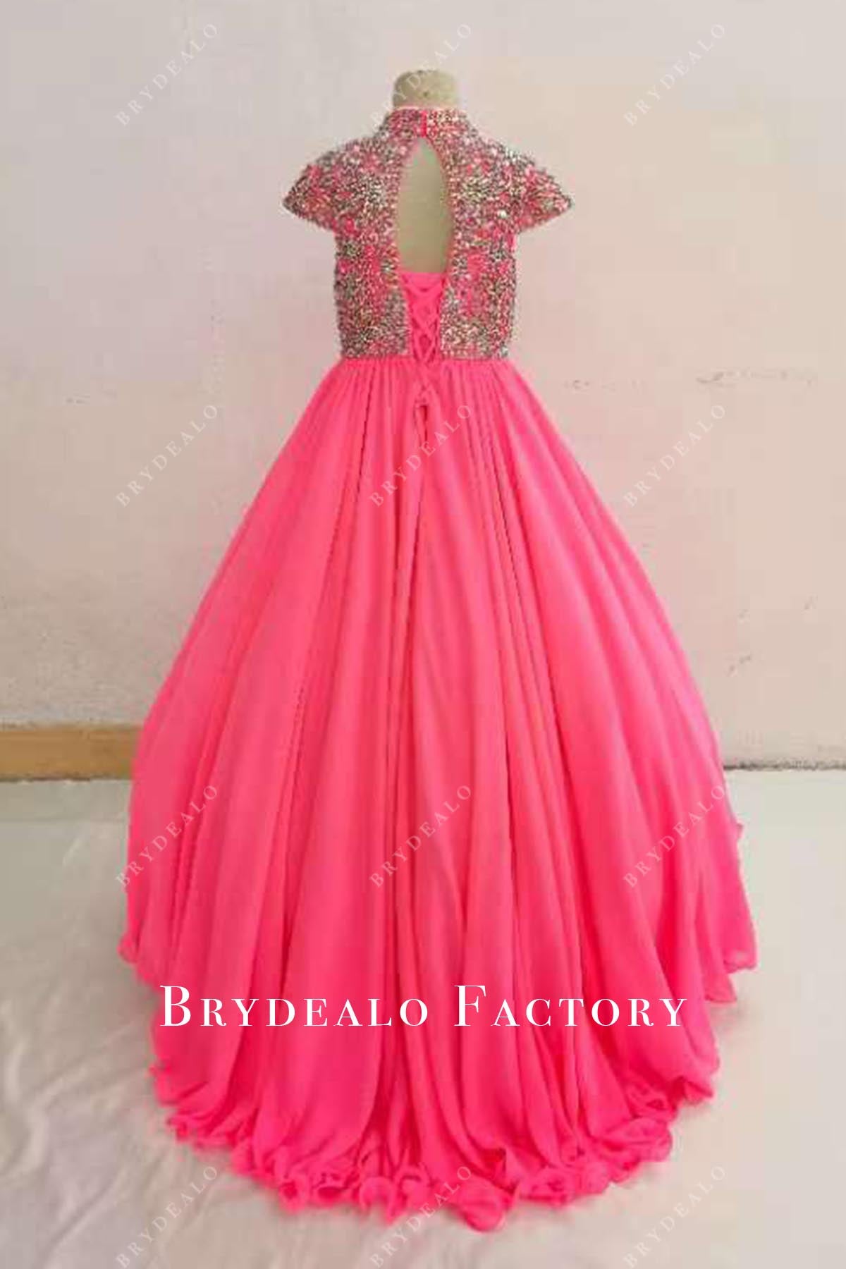crystals watermelon a line pageant dress