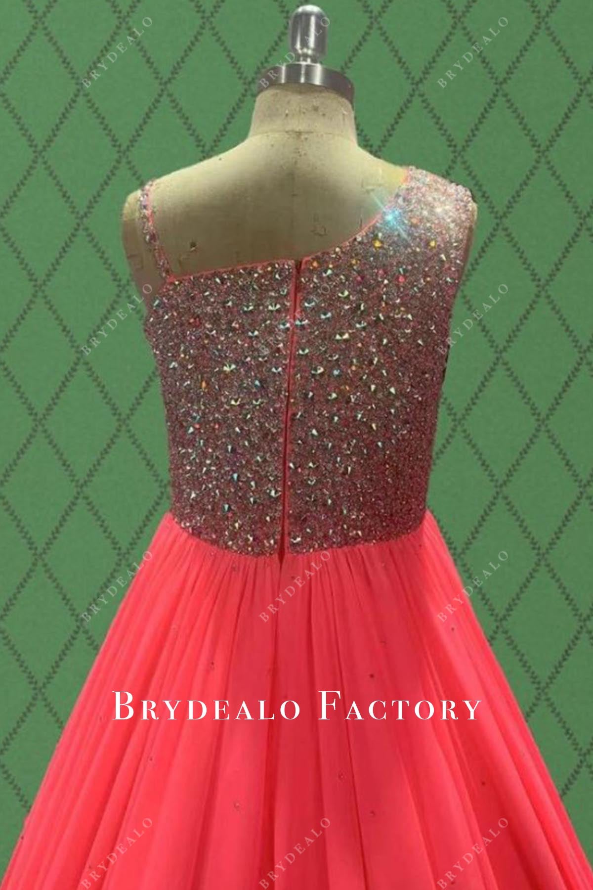 crystals watermelon pageant dress