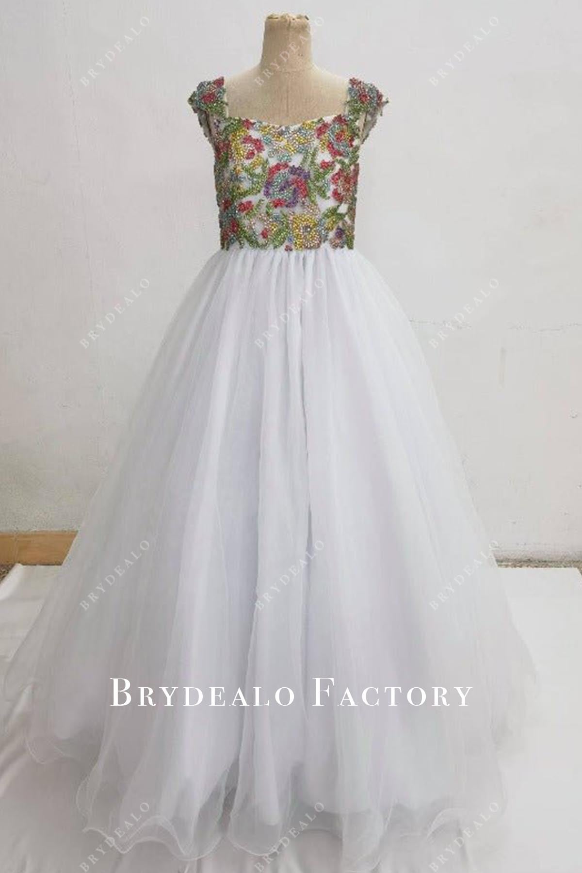 crystals white pageant dress