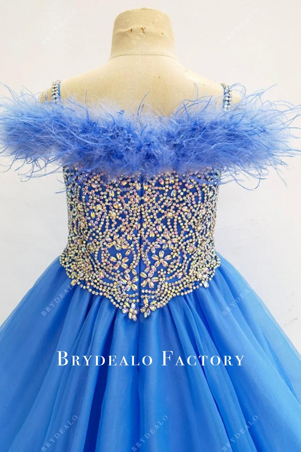 crystal blue basque waist pageant dress