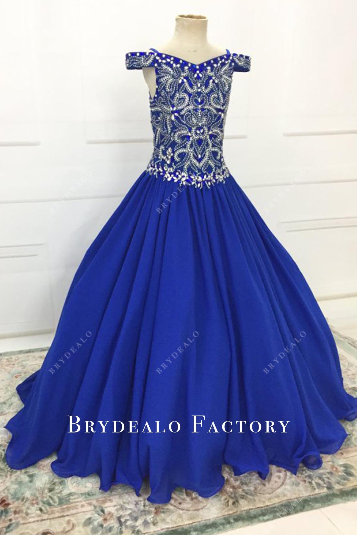 crystal royal blue pageant dress