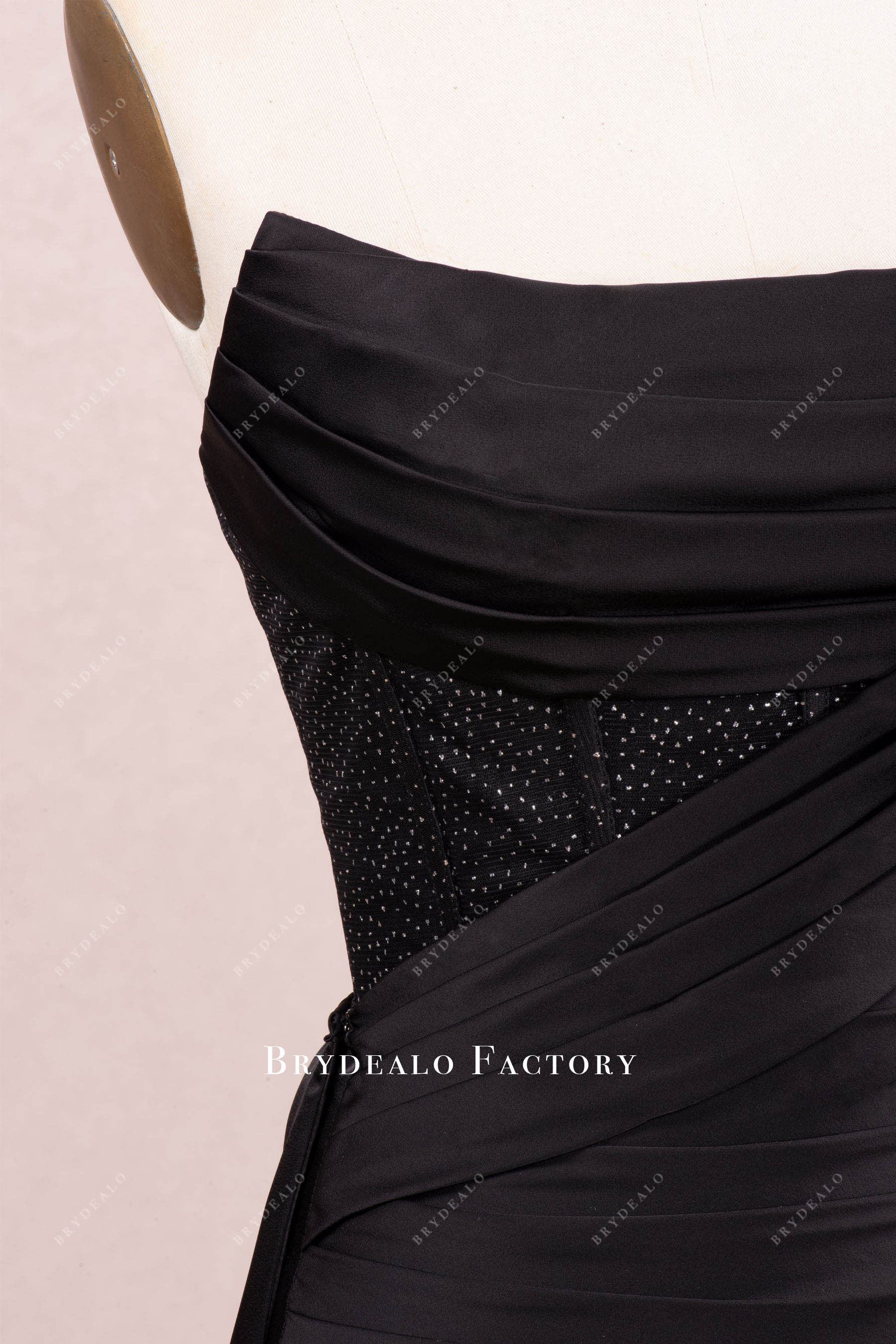 curve neck pleated prom evening dress