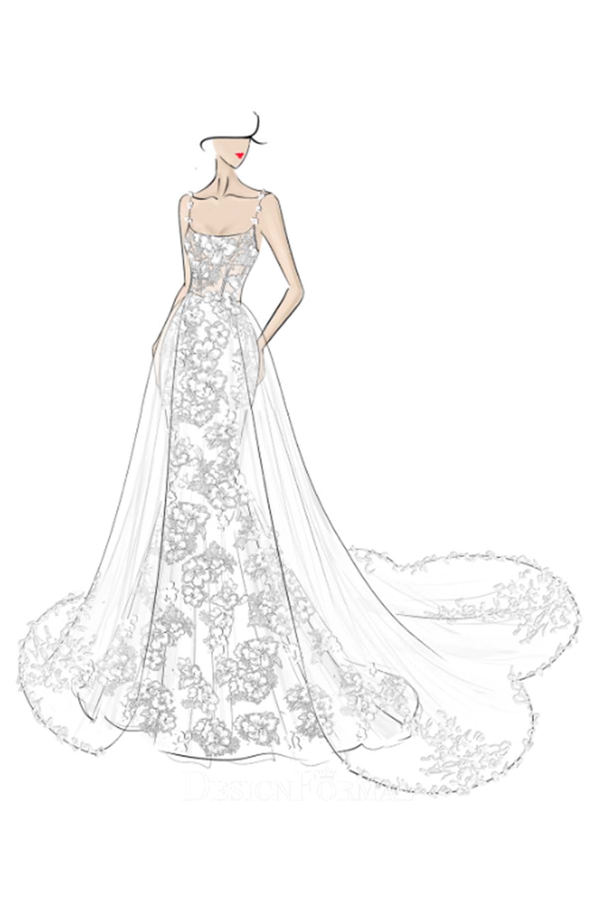custom 3d floral mermaid wedding dress