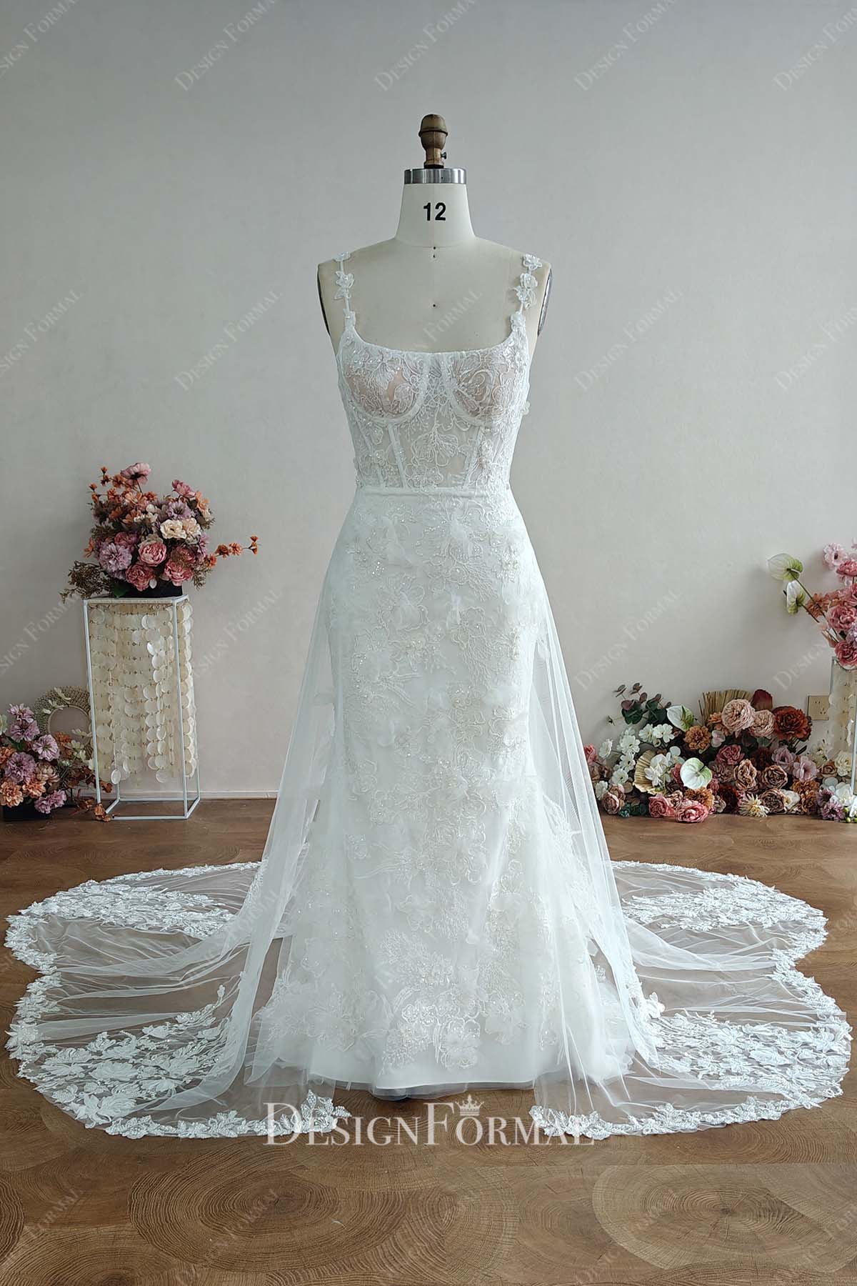 custom 3d floral mermaid wedding dress