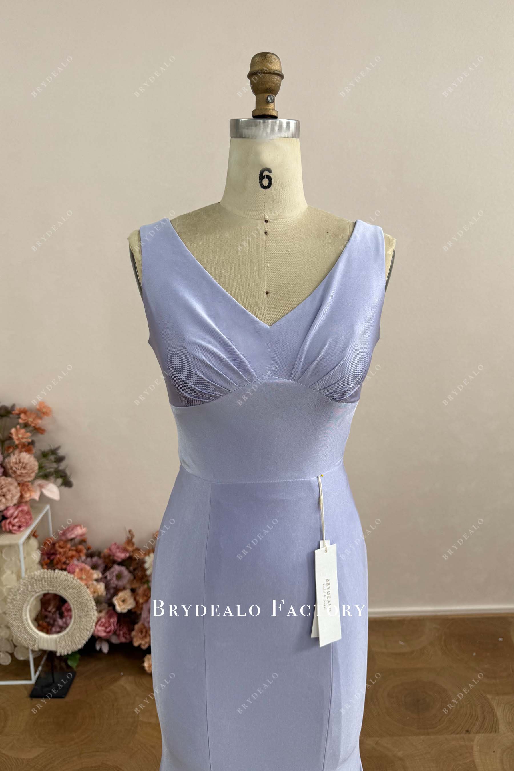 custom V-neck empire waist bridesmaid dress