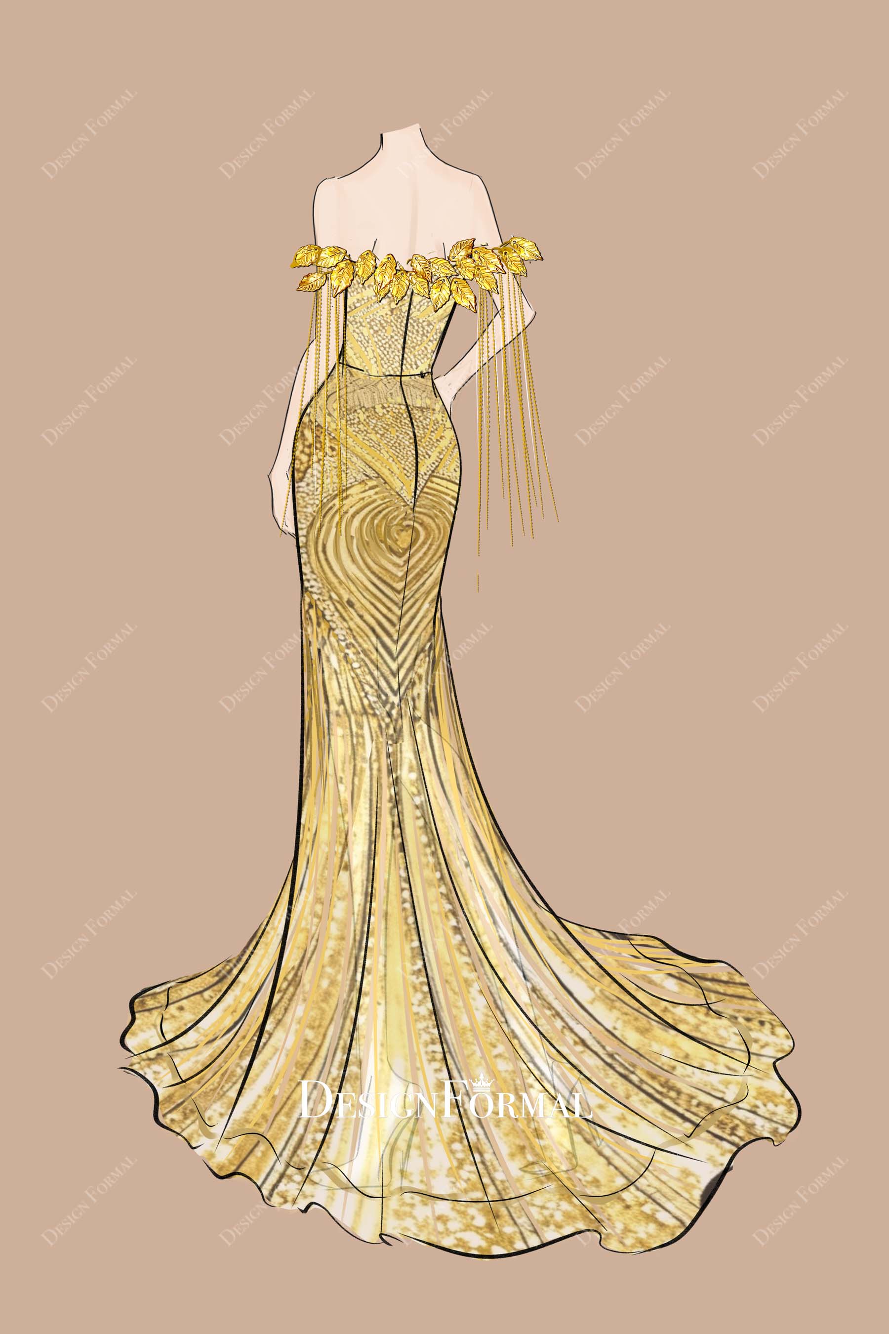 custom court train mermaid prom dress