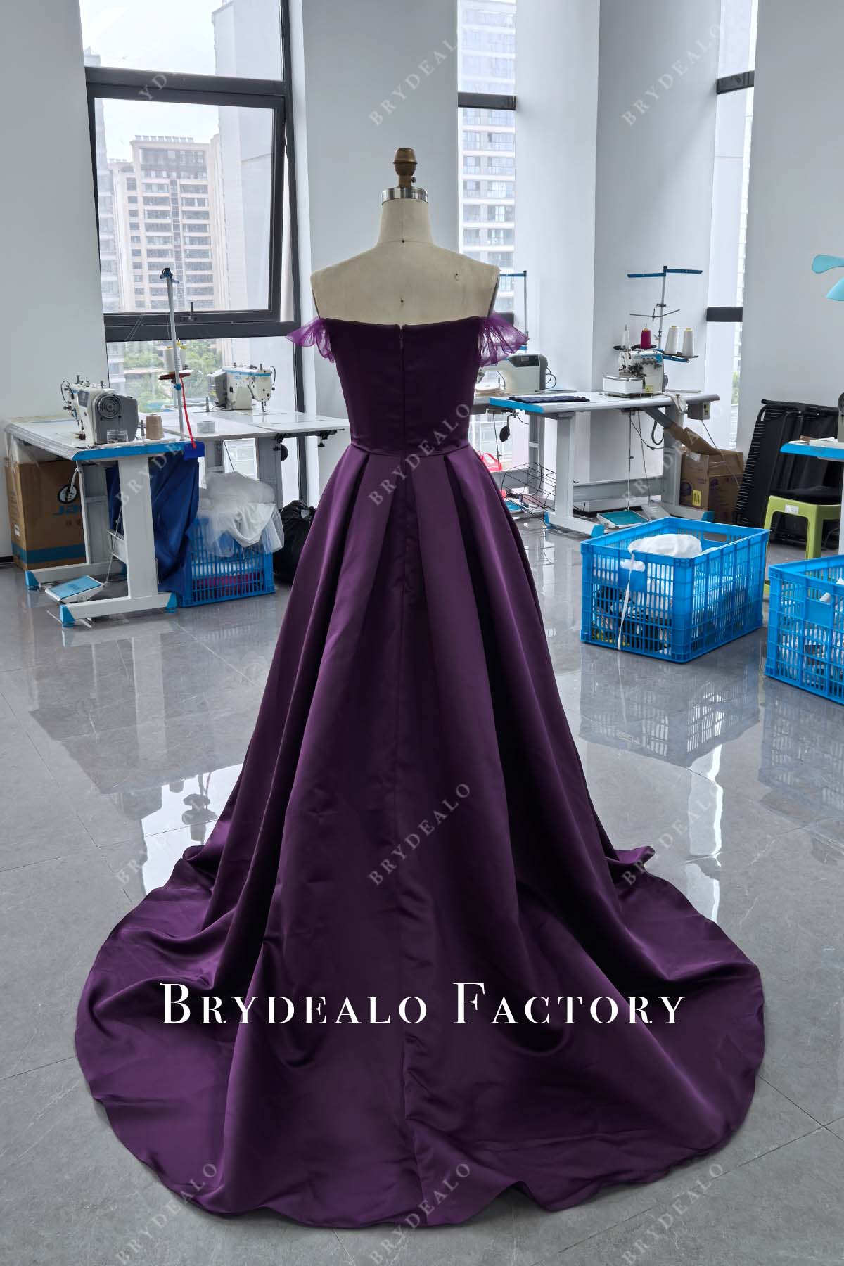 custom grape A-line prom formal dress