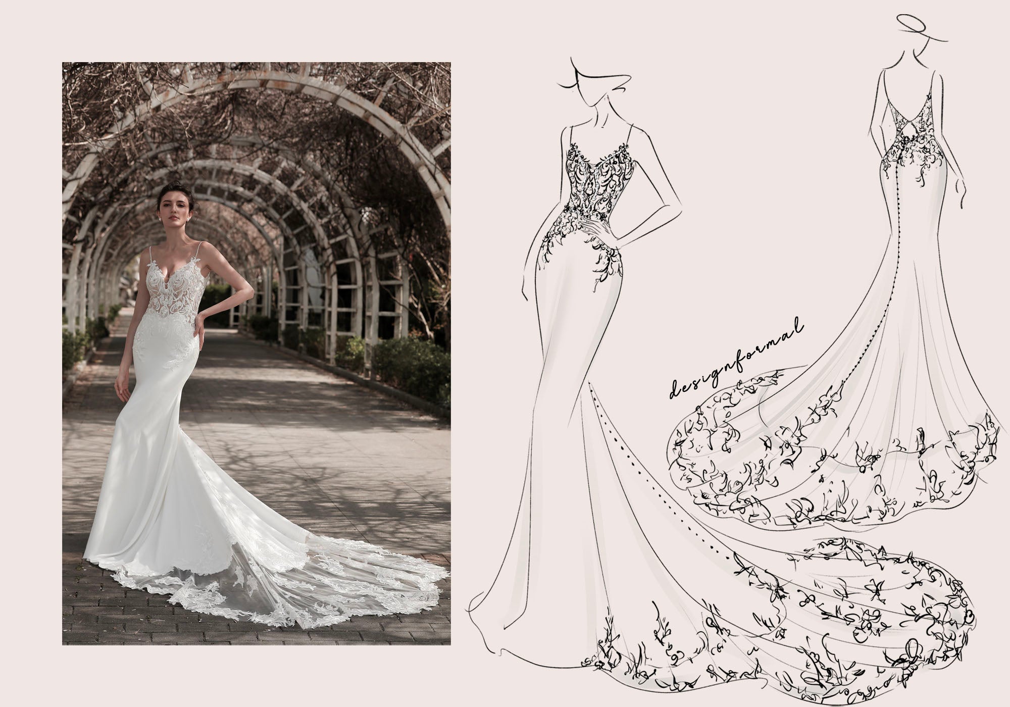 custom mermaid cutout lace mermaid wedding dress