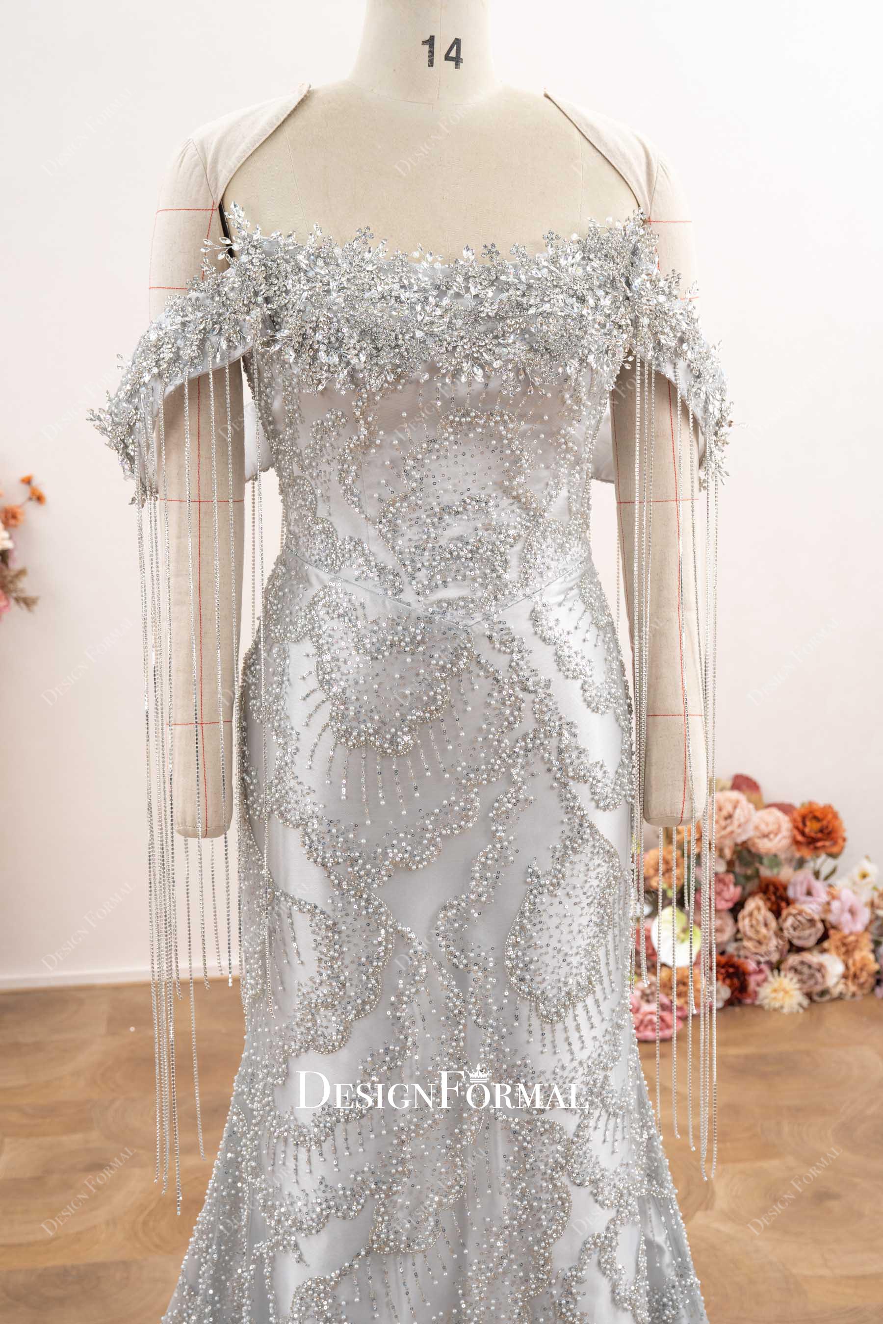 custom off shoulder mermaid prom dress