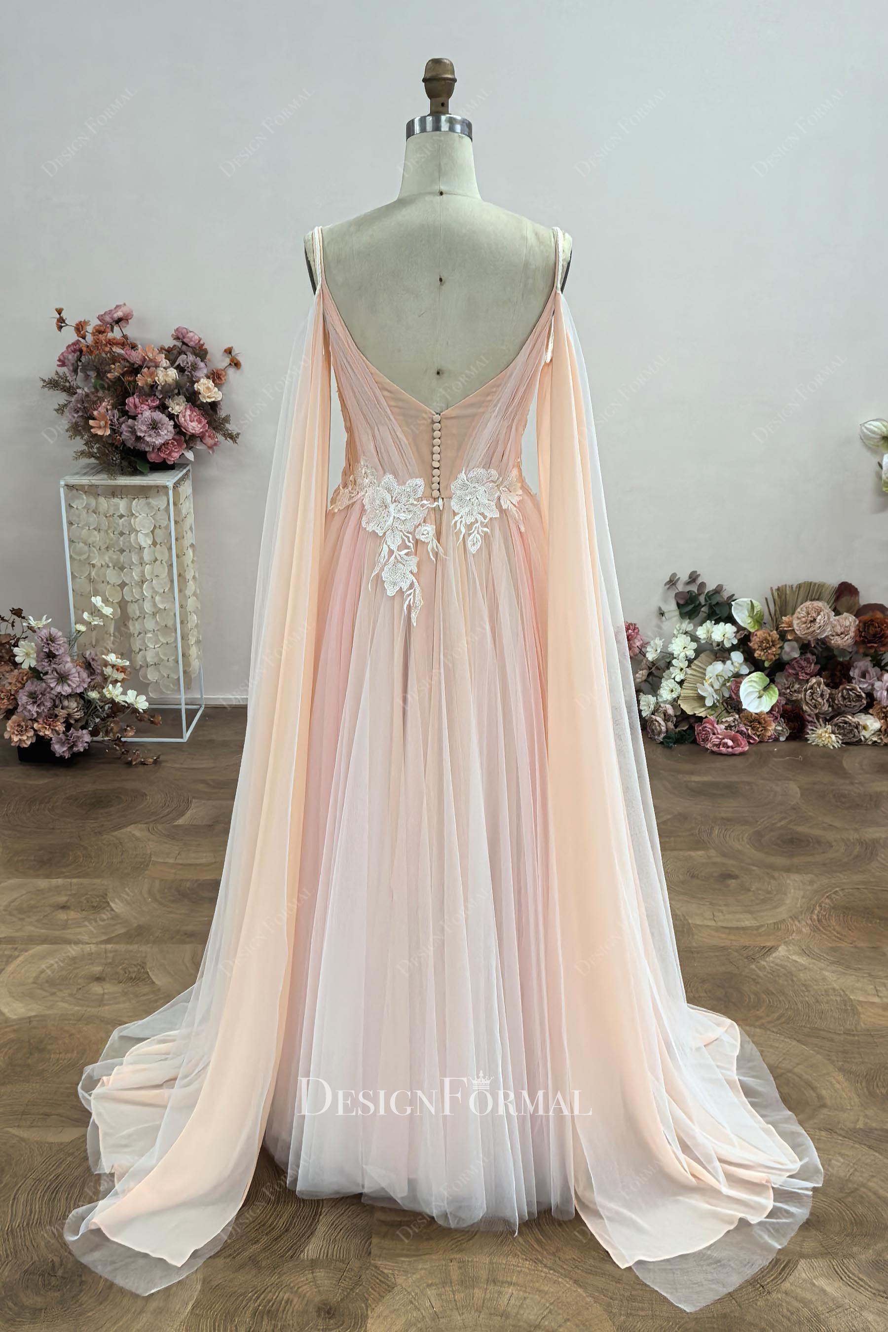 custom two-tone boho wedding dress