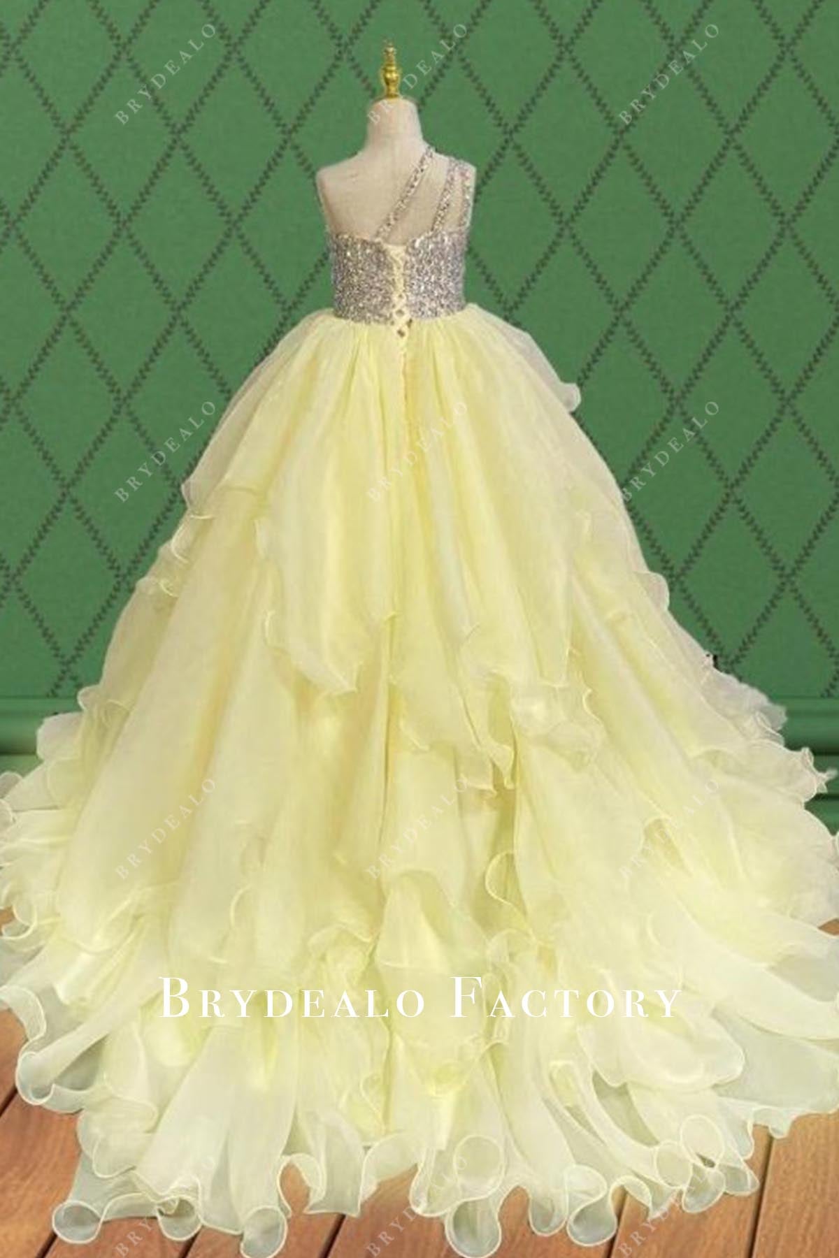 daffodil court train pageant dress