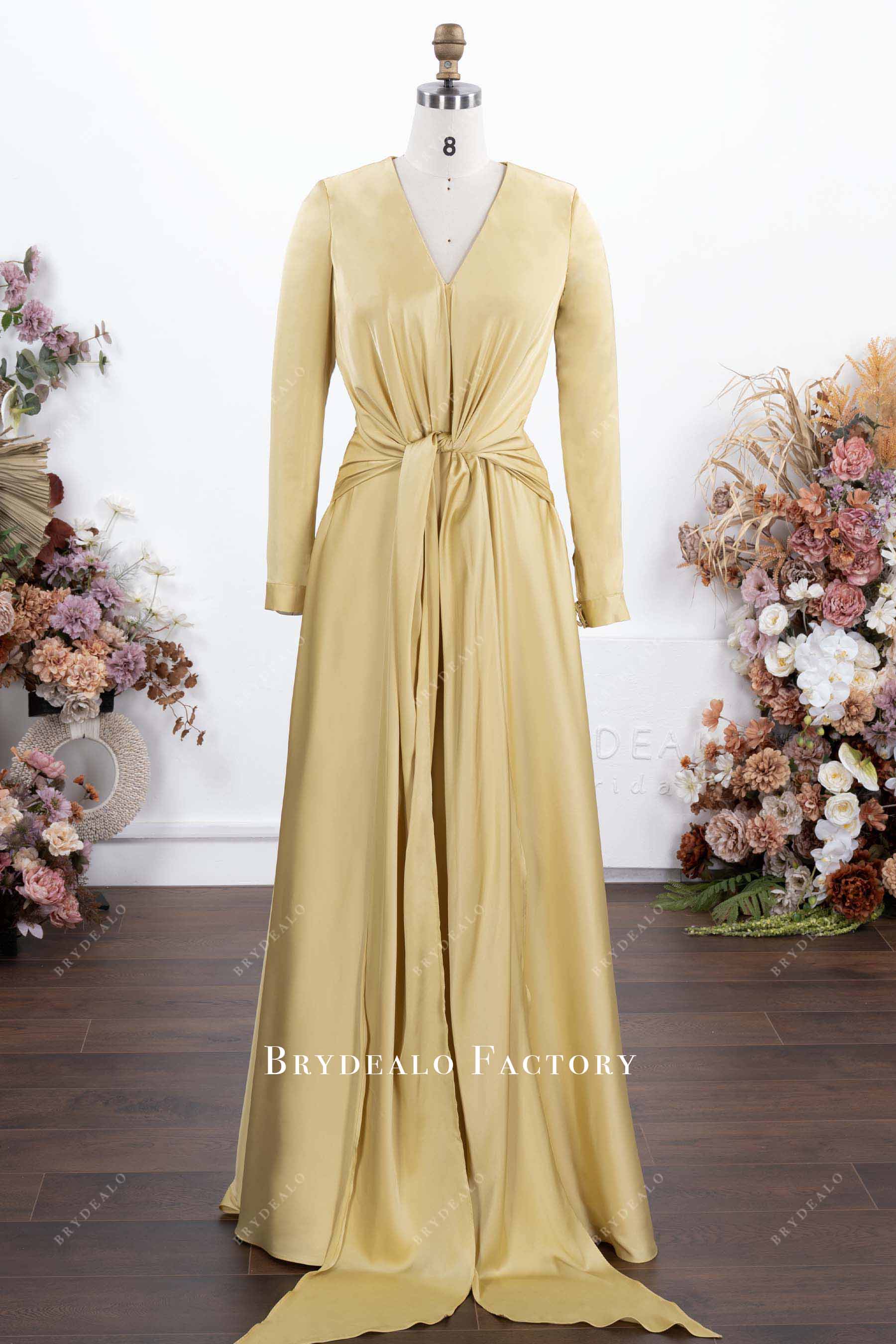 daffodil satin floor length evening dress