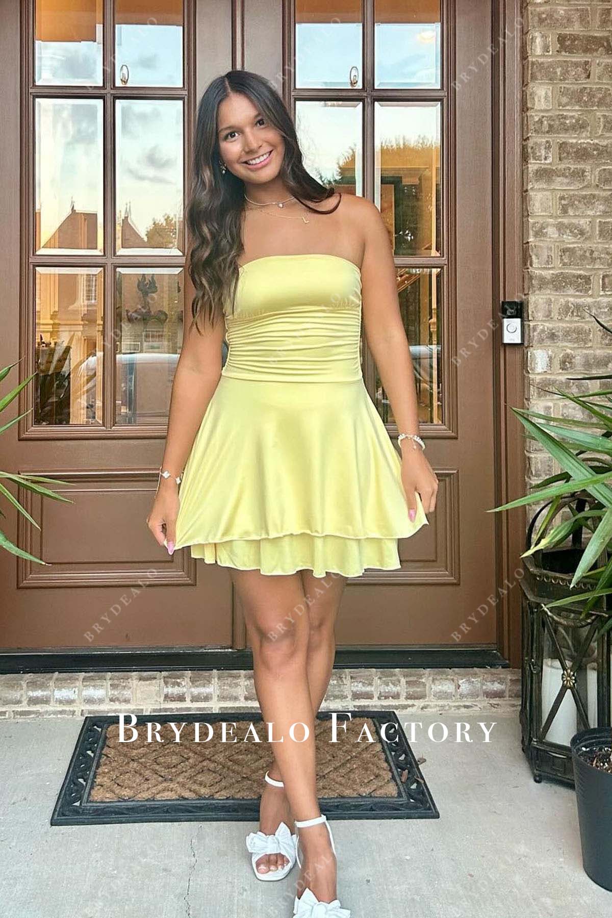 Homecoming Dress | Daffodil Strapless Layered A-Line Formal Dress Homecoming Dress | Daffodil Strapless Layered A-Line Formal Dress
