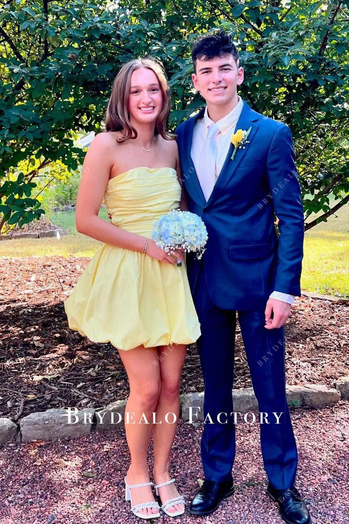 daffodil strapless puffy short homecoming dress