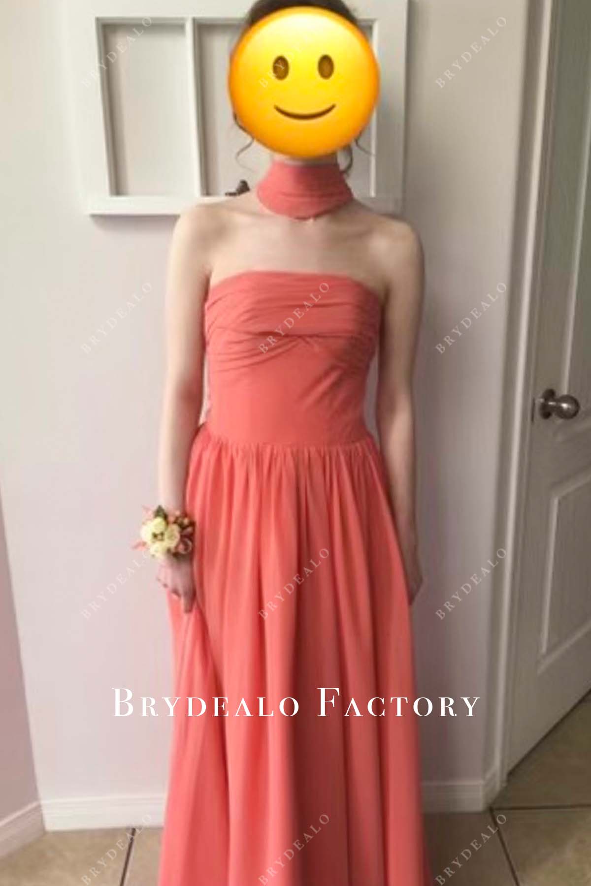 dark coral A-line formal dress