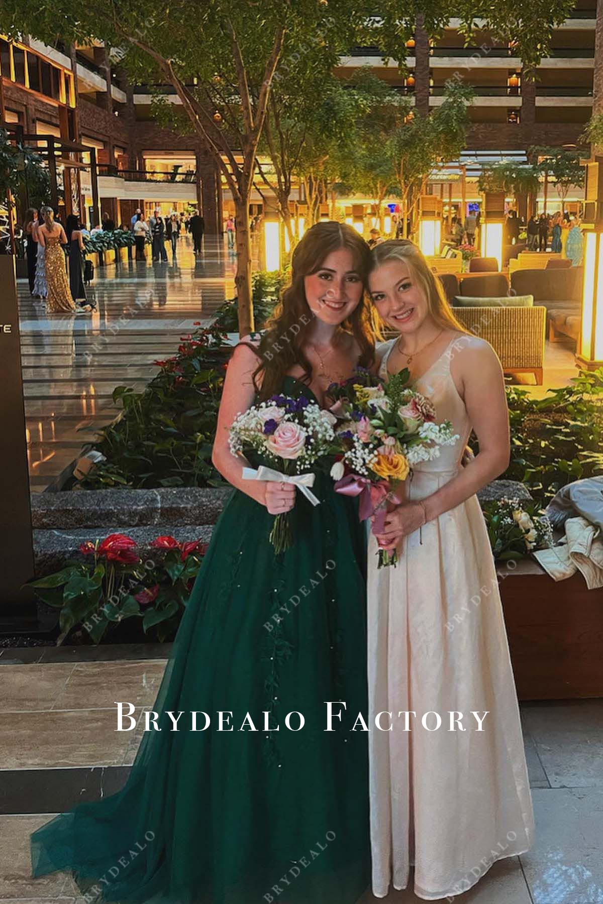 dark green lace a line homecoming dress