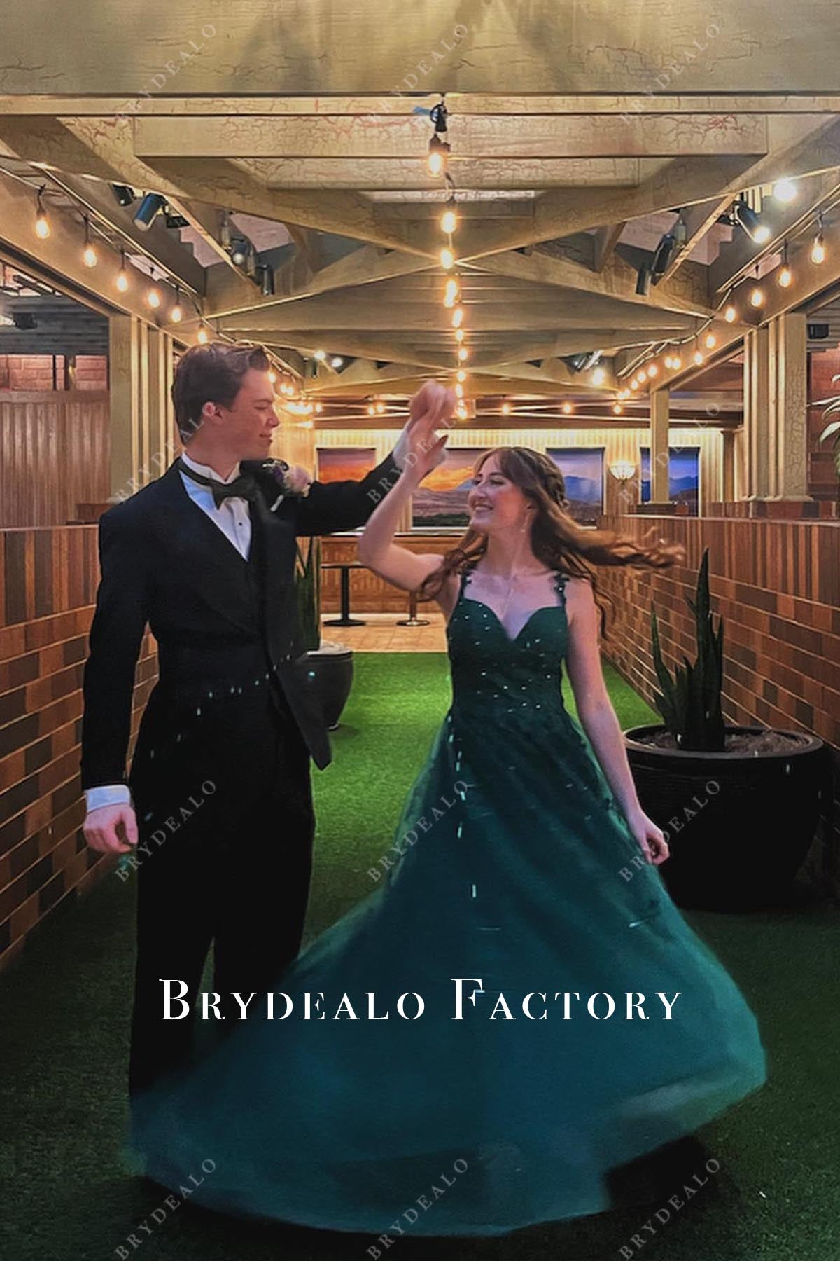 dark green lace straps homecoming dress