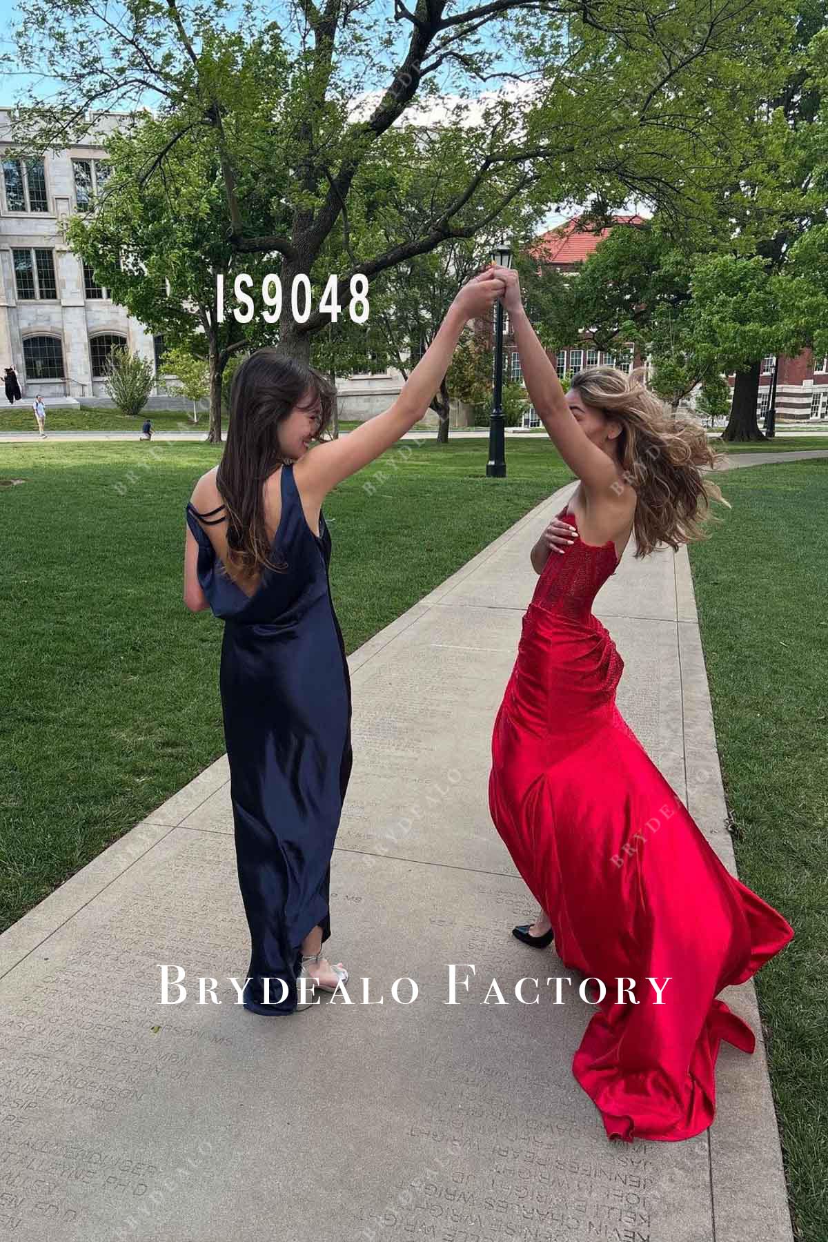 dark navy floor length formal dress